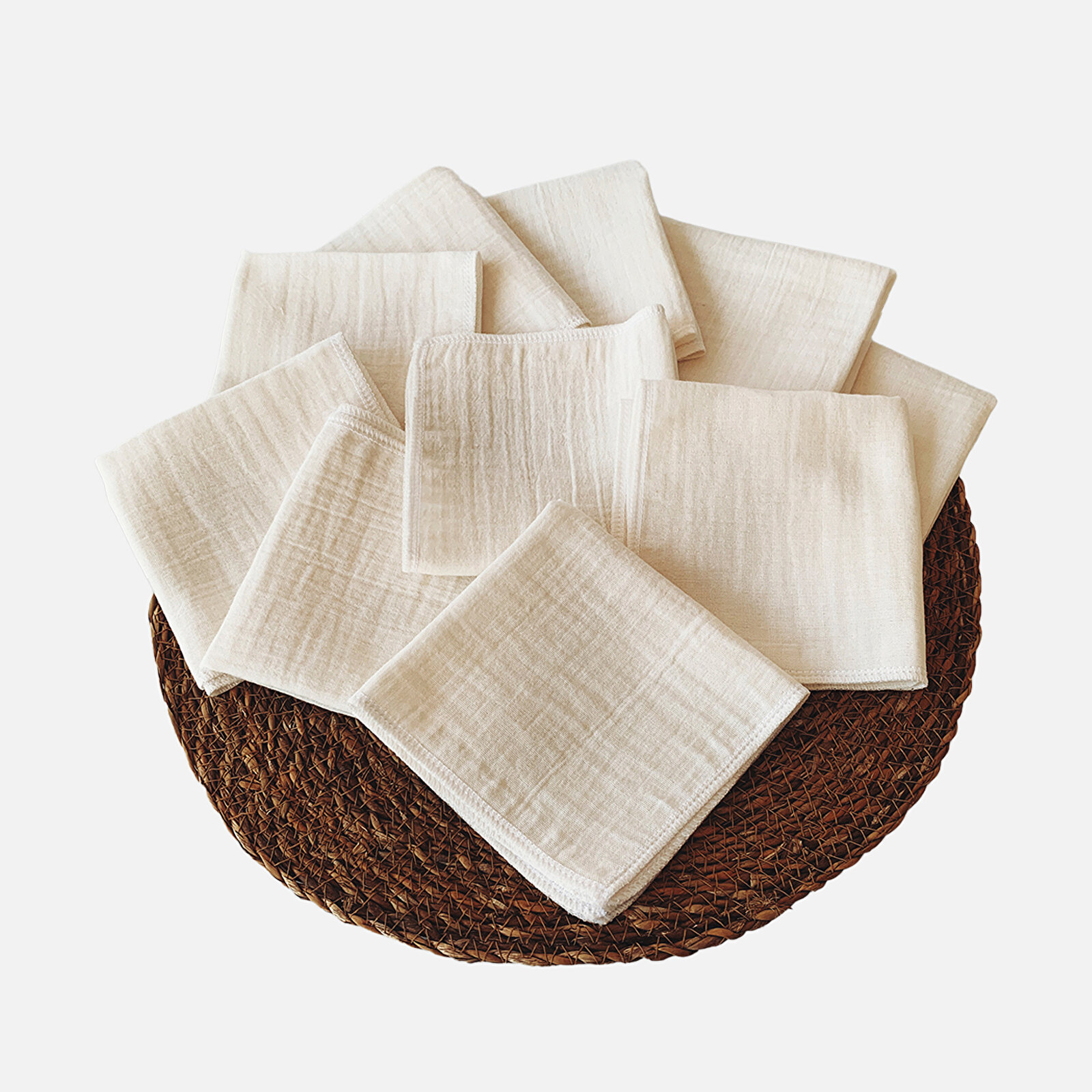 10'lu Müslin Bebek Ağız Mendili %100 Pamuk Ekru Renk 10'lu Müslin Bebek Ağız Mendili %100 Pamuk Ekru Renk