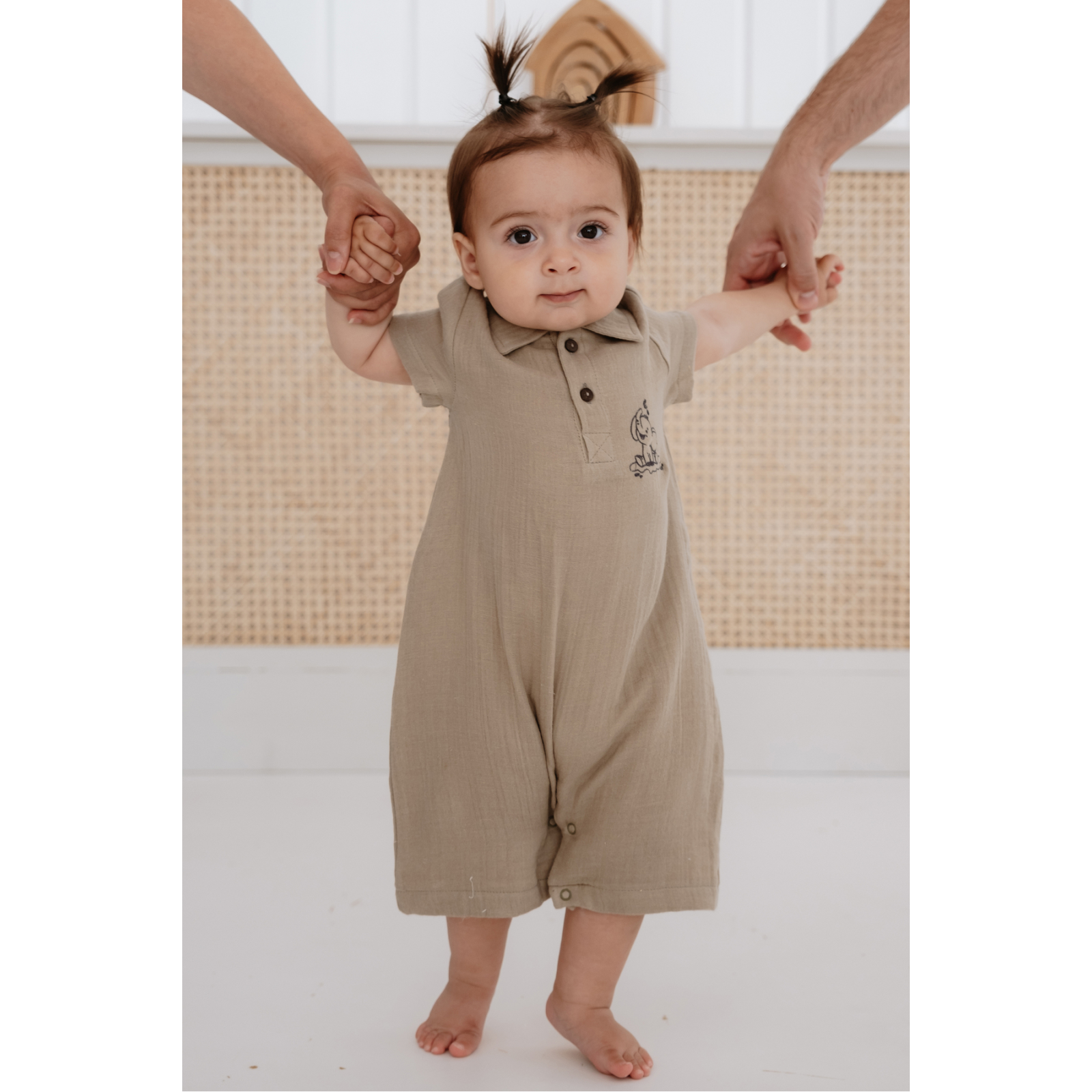 %100 Organik Pamuk Muslin Kumaş Kısa Paça Tulum