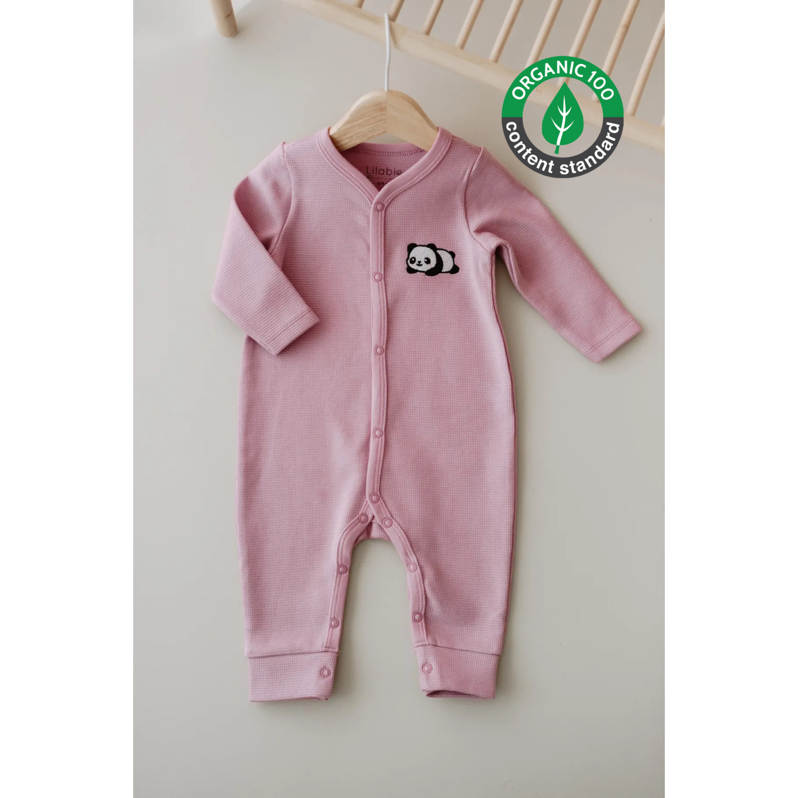 Uzun Kollu Nakış İşlemeli Waffle Kumaş Bebek Tulum