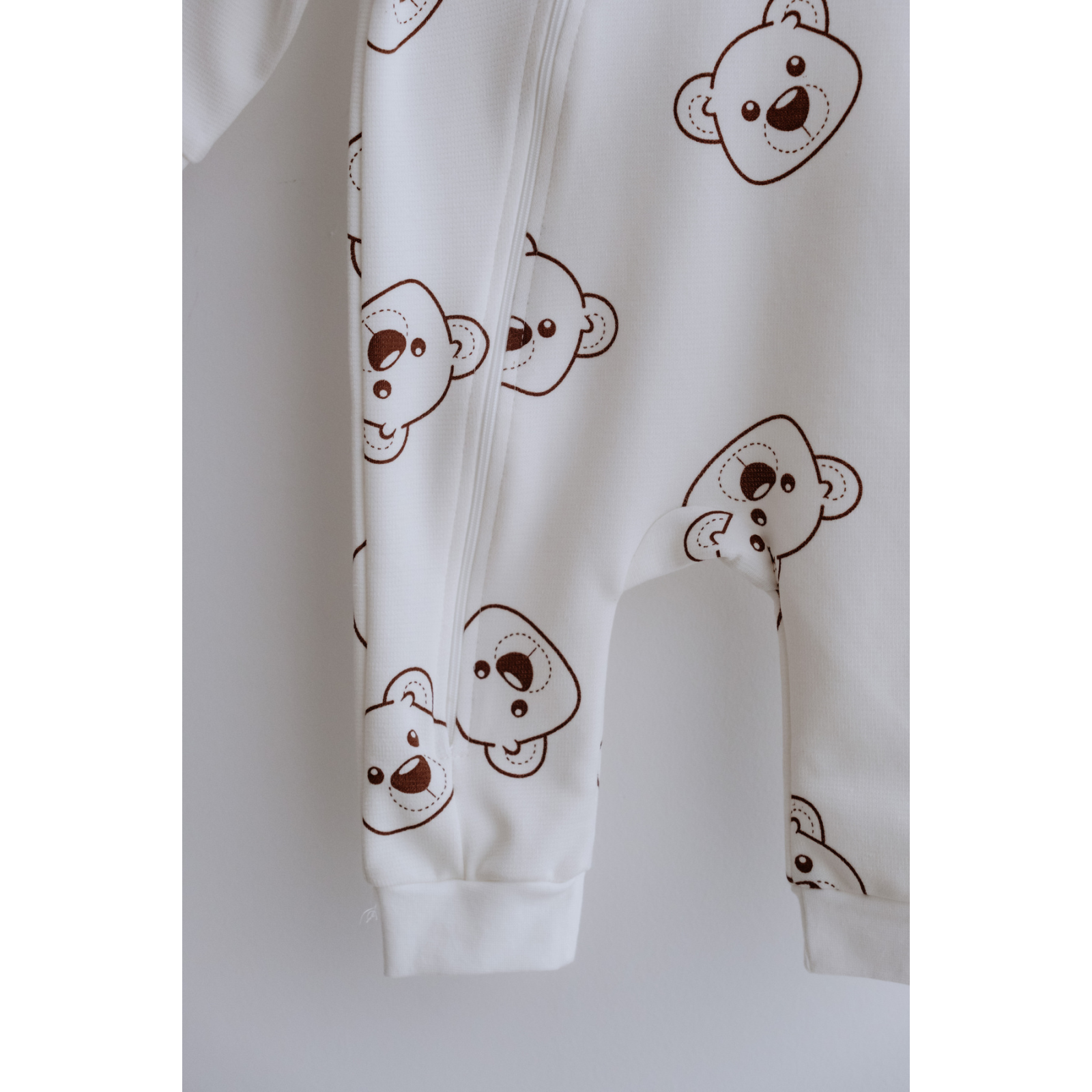 Uzun Kollu Fermuarlı Bebek Tulum Ayıcık Desenli