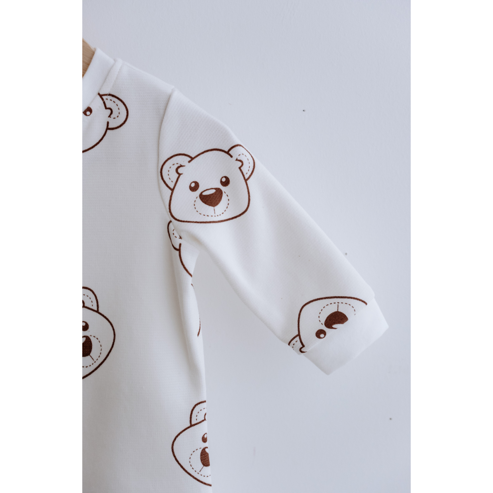 Uzun Kollu Fermuarlı Bebek Tulum Ayıcık Desenli