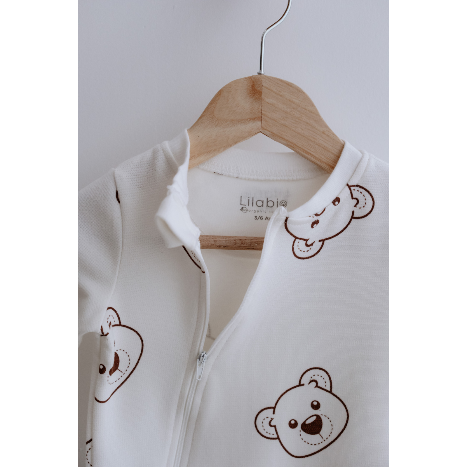 Uzun Kollu Fermuarlı Bebek Tulum Ayıcık Desenli