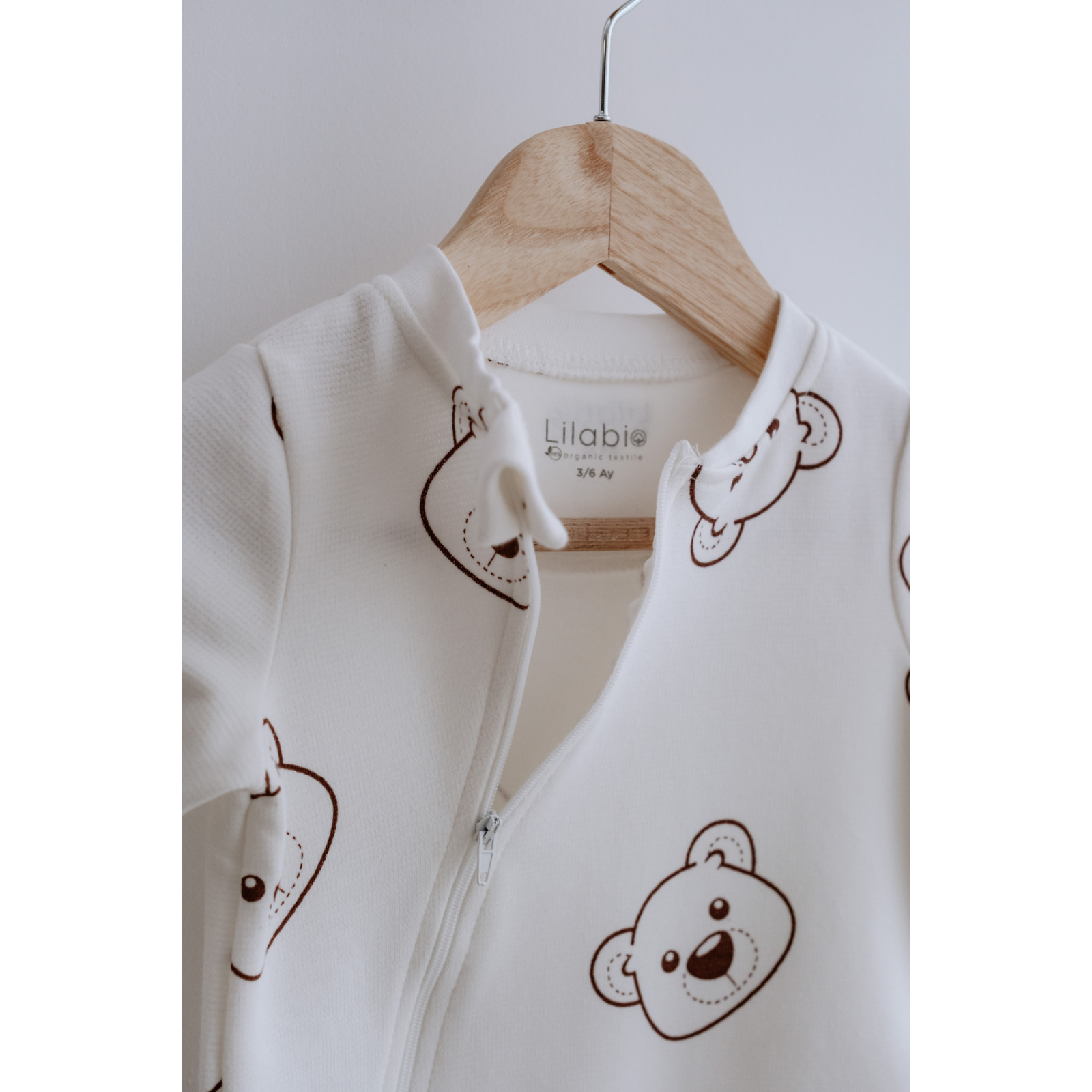 Uzun Kollu Fermuarlı Bebek Tulum Ayıcık Desenli