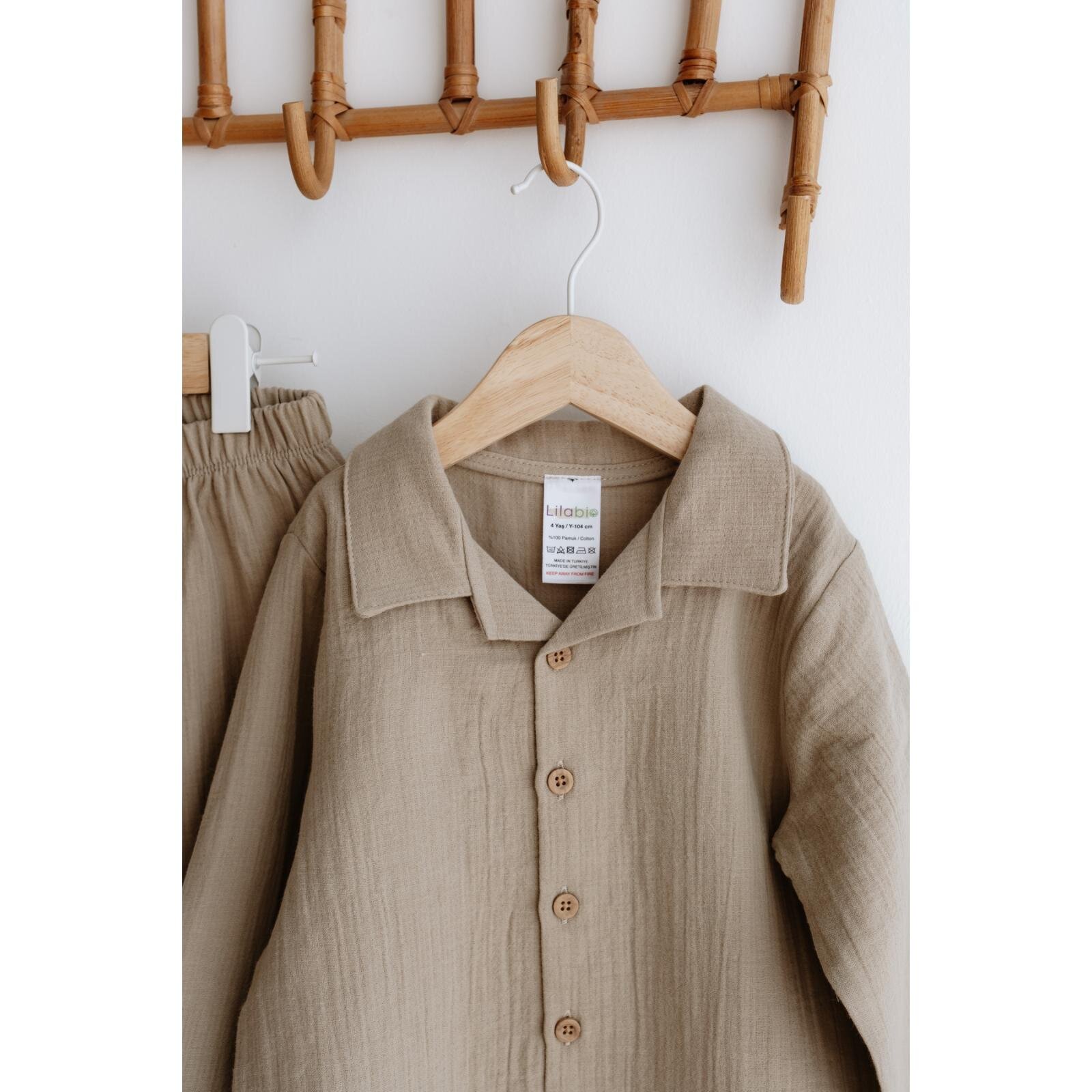 %100 Pamuk Müslin Bohem Gömlekli Takım