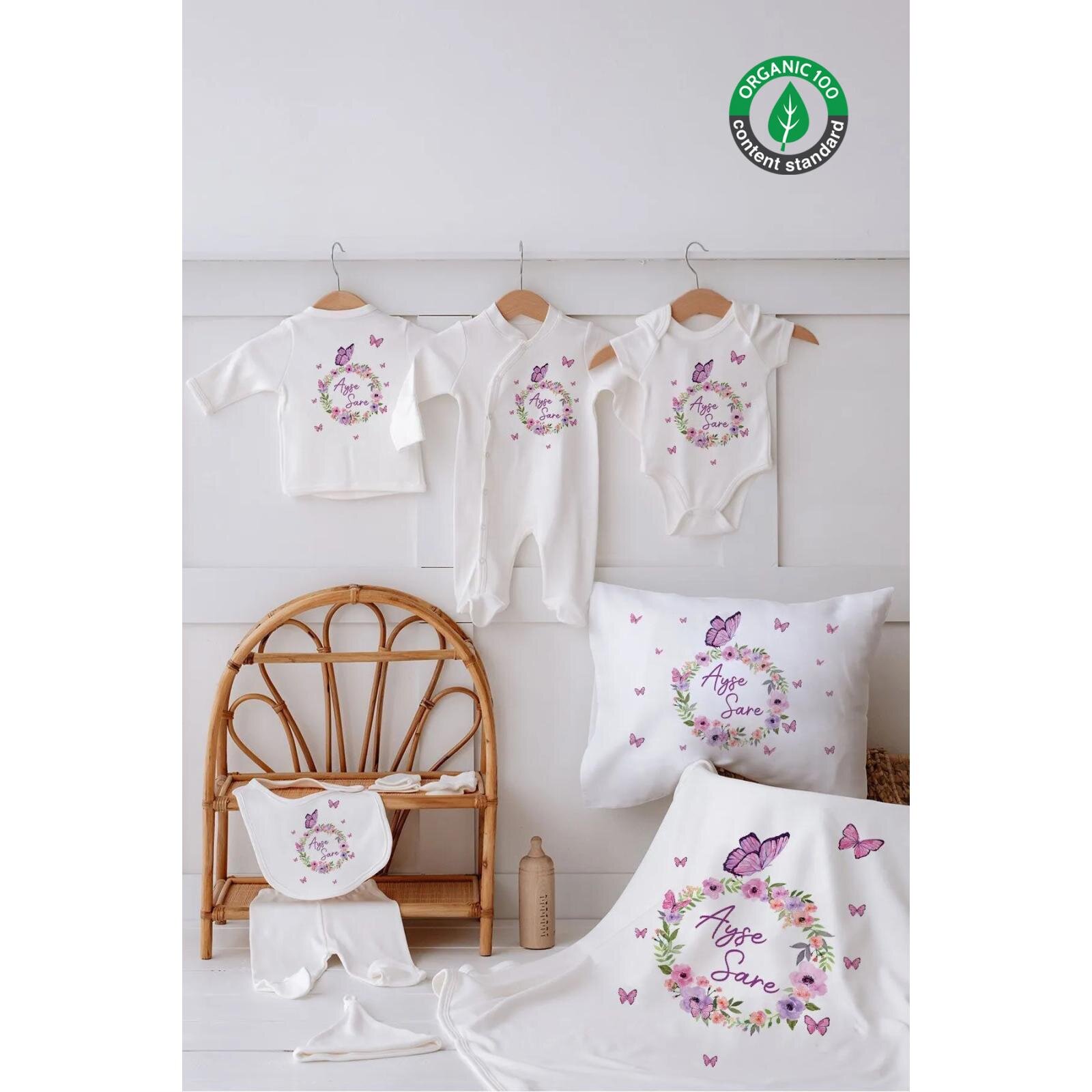 %100 Organik İsme Özel 10'lu Hastane Çıkışı - Özel Hediye Paketli - Kelebek Desenli (Lütfen Ürün Özellikleri Kısmını Okuyunuz) %100 Organik İsme Özel 10'lu Hastane Çıkışı - Özel Hediye Paketli - Kelebek Desenli (Lütfen Ürün Özellikleri Kısmını Okuyunuz)