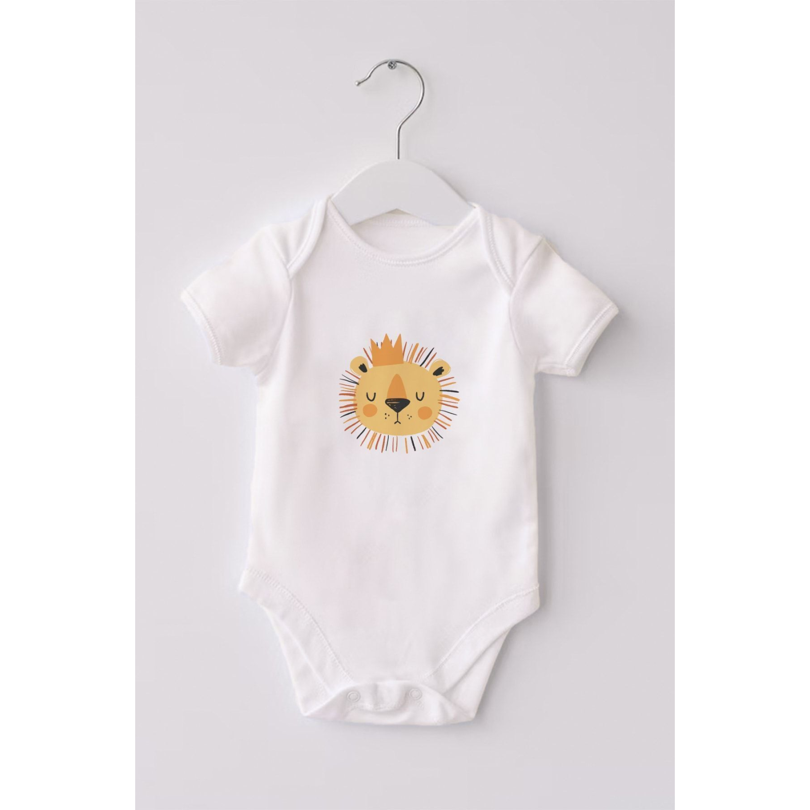 %100 Organik Pamuk 3lü Baskılı Kısa Kollu Bebek Body Kaplan