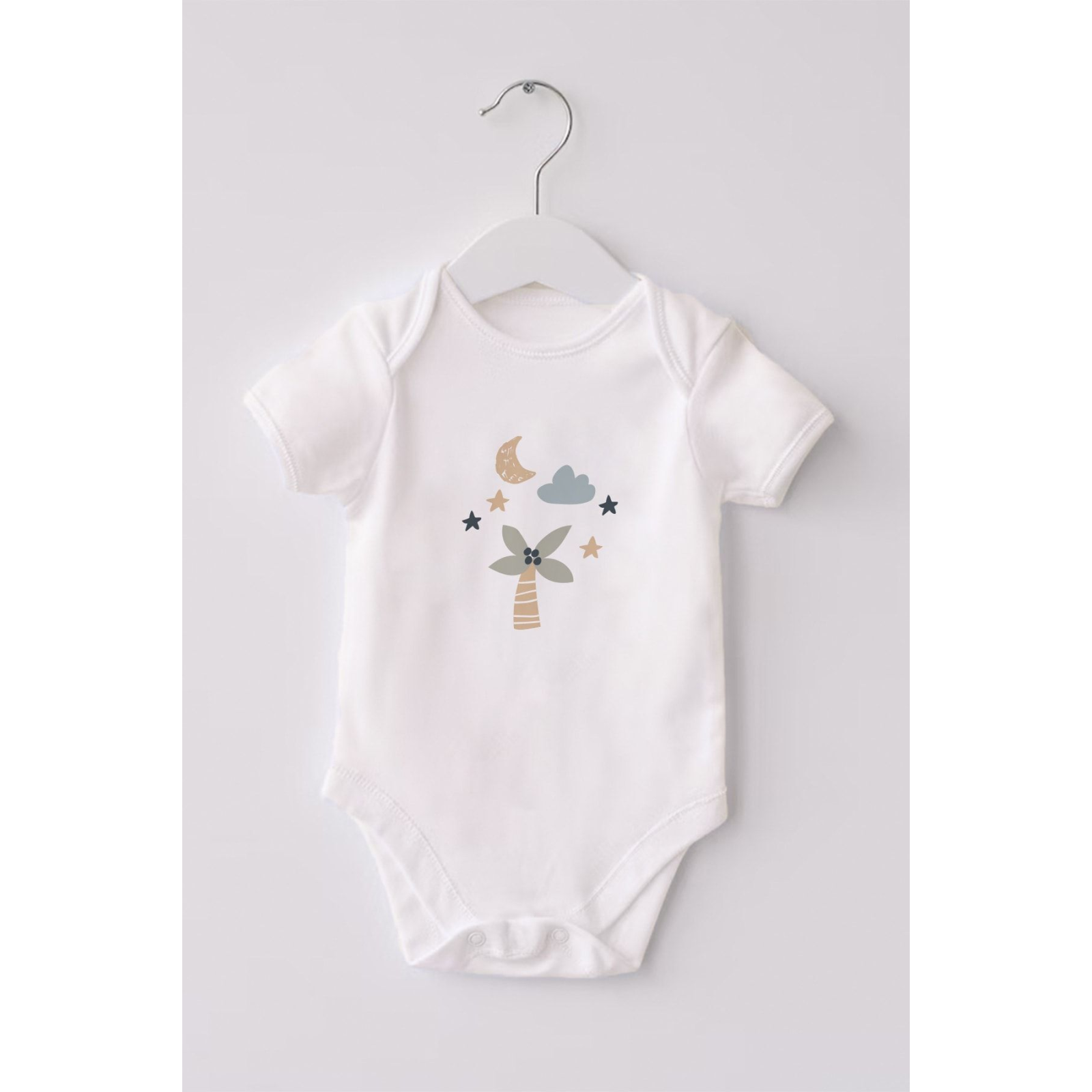 %100 Organik Pamuk 3lü Baskılı Kısa Kollu Bebek Body Fil