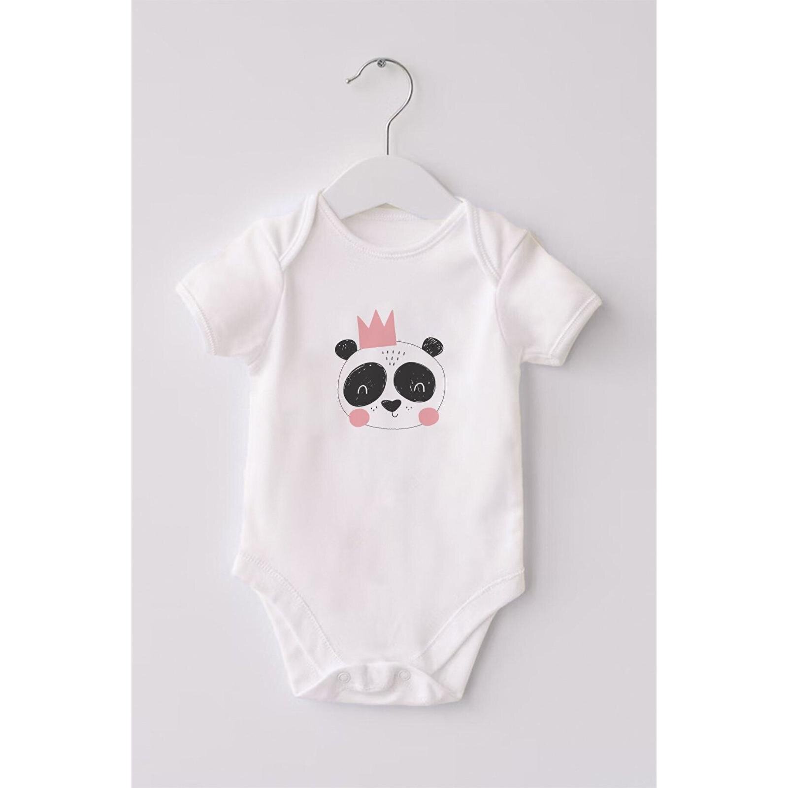 %100 Organik Pamuk 3lü Baskılı Kısa Kollu Bebek Body Panda