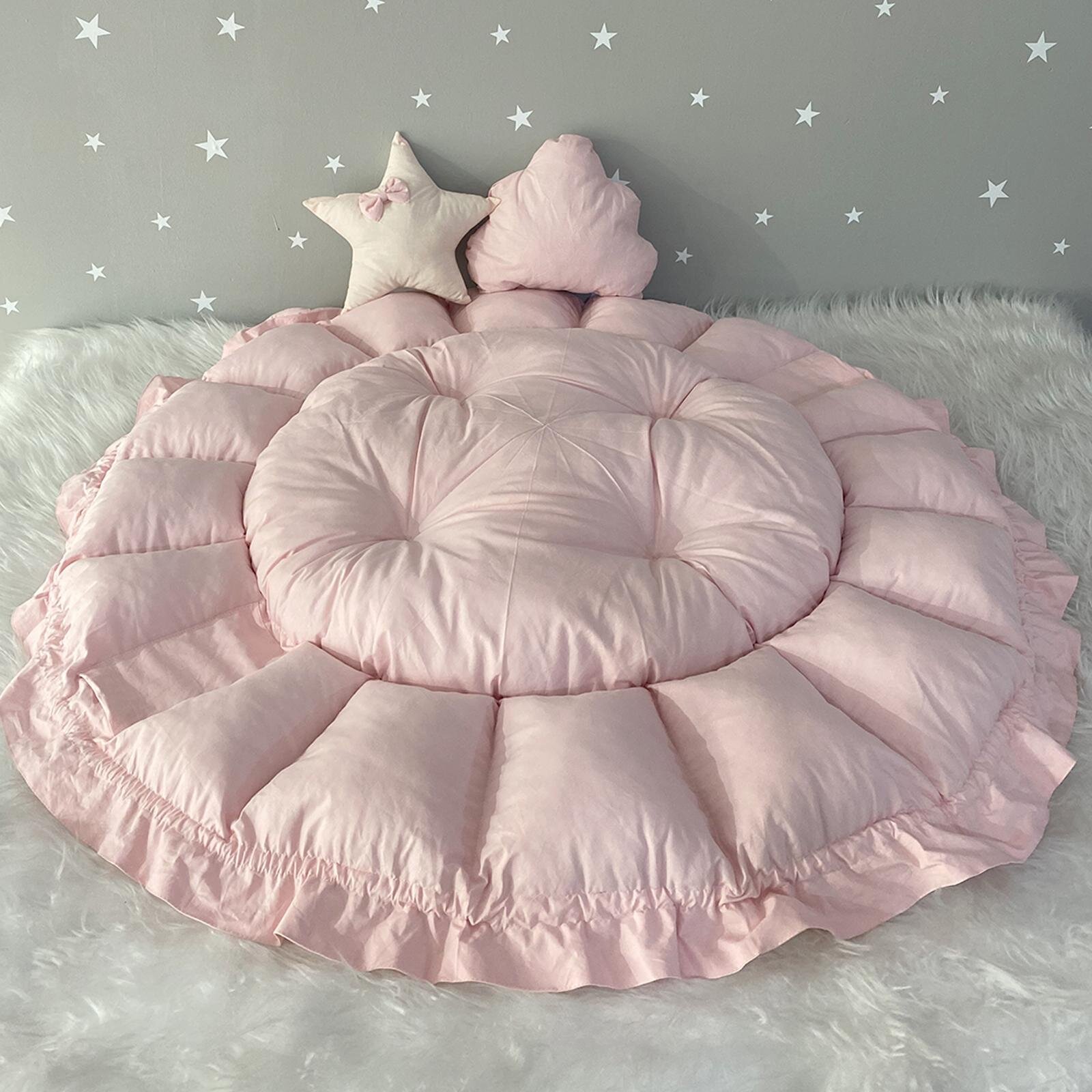 Premium Oyun Minderi Pudra ve Somon Renk Cibinlik Tüllü Oyun Minderi Babynest