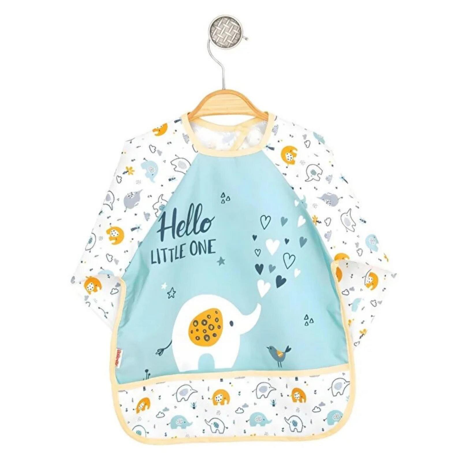 Sıvı Geçirmez Uzun Kollu Mama Ve Aktivite Önlüğü - Fil Desenli