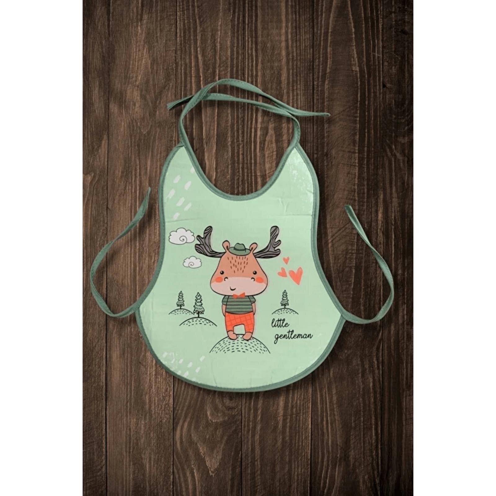 3'lü Desenli Sıvı Geçirmez Armut Model Mama ve Aktivite Önlüğü Seti - Erkek Bebek