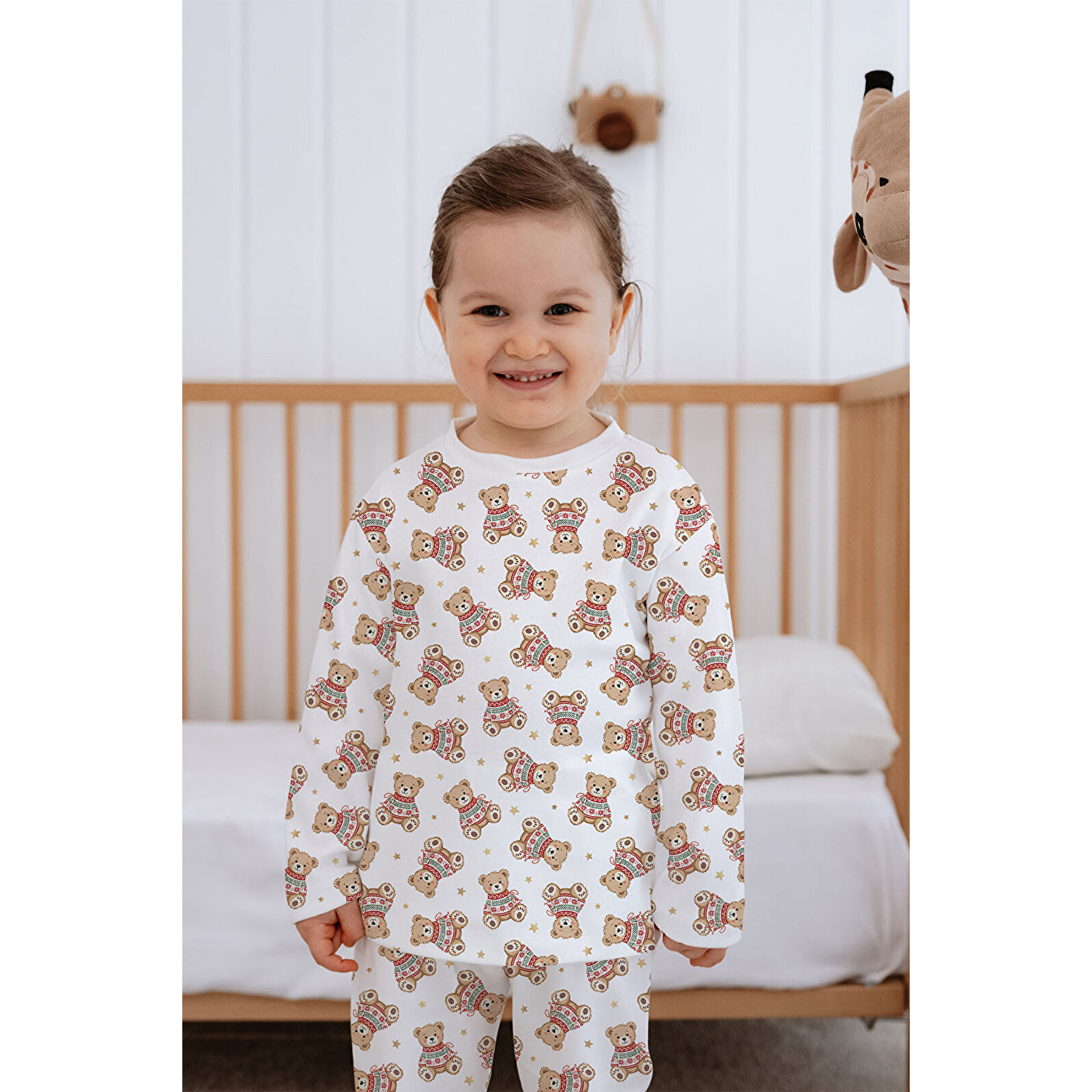 Erkek Bebek Çocuk Pijama Takımı Uzun Kollu Üst ve Alt Takım - Kış Ayıları