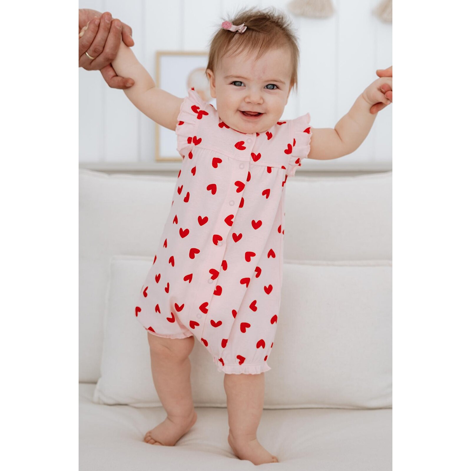 %100 Pamuk Kısa Paça Fırfırlı Bebek Tulum