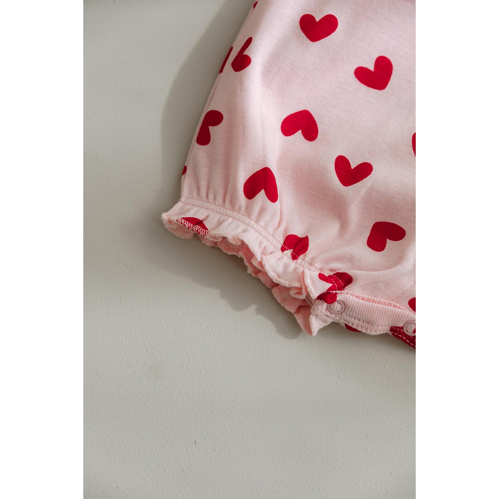 %100 Pamuk Kısa Paça Fırfırlı Bebek Tulum