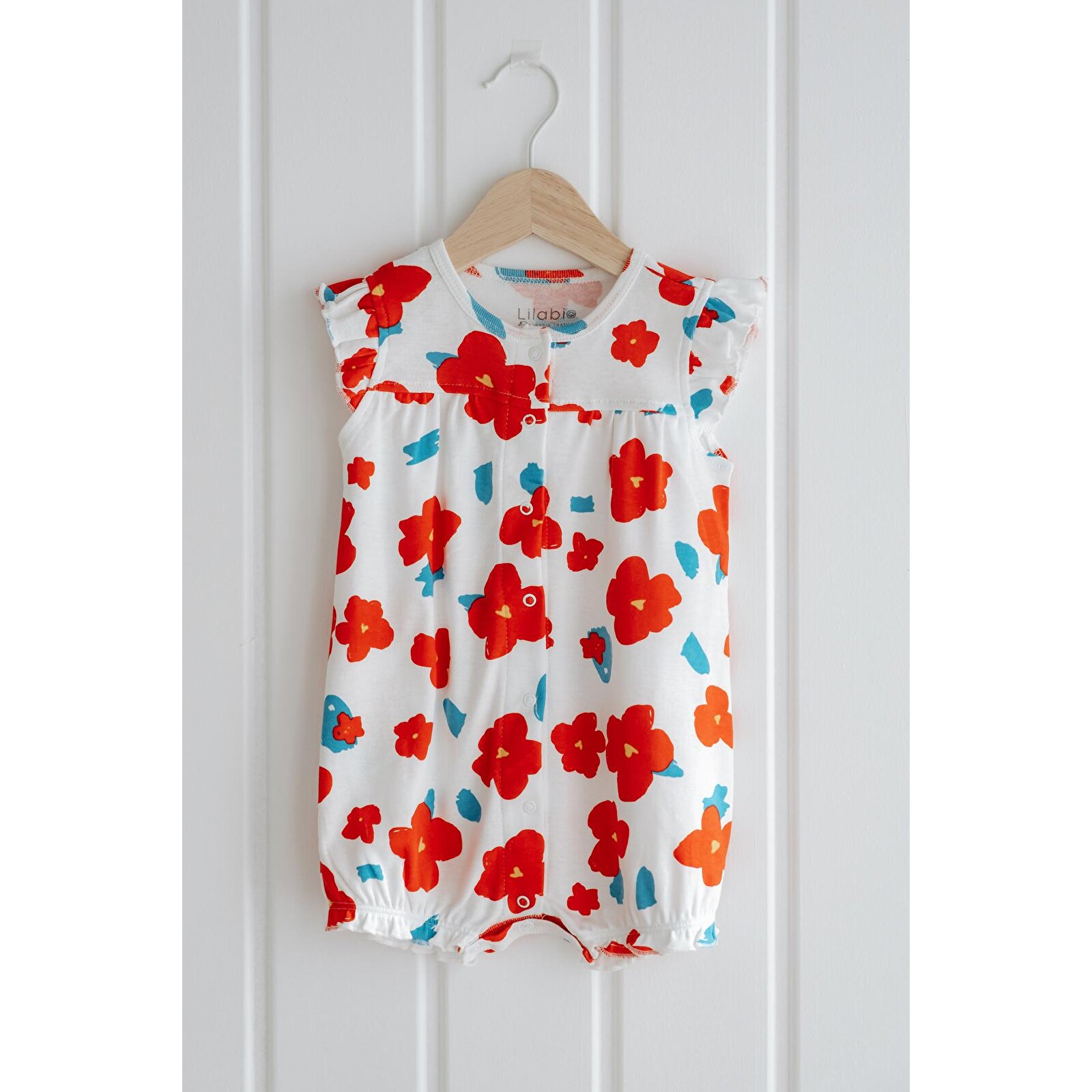 %100 Pamuk Kısa Paça Fırfırlı Bebek Tulum