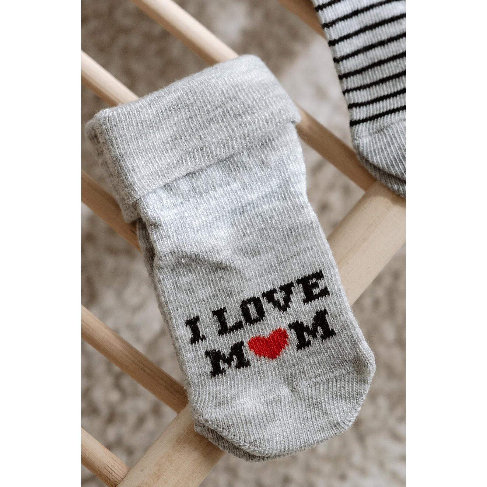 3lü Mom Dad Desenli Bebek Soket Çorap