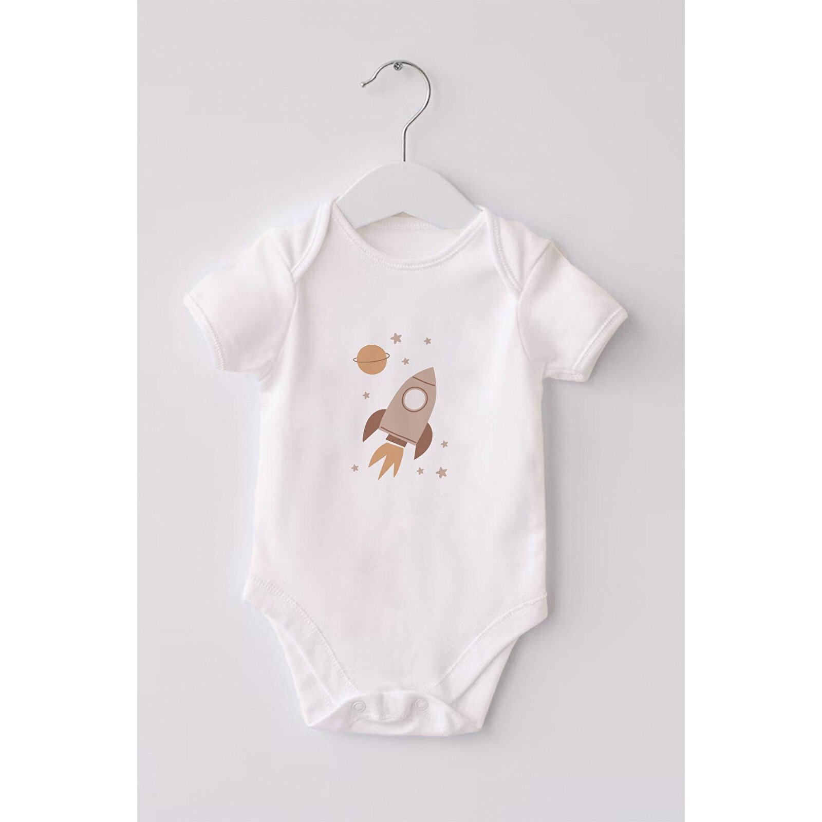 %100 Organik Pamuk 3lü Baskılı Kısa Kollu Bebek Body Ayıcık