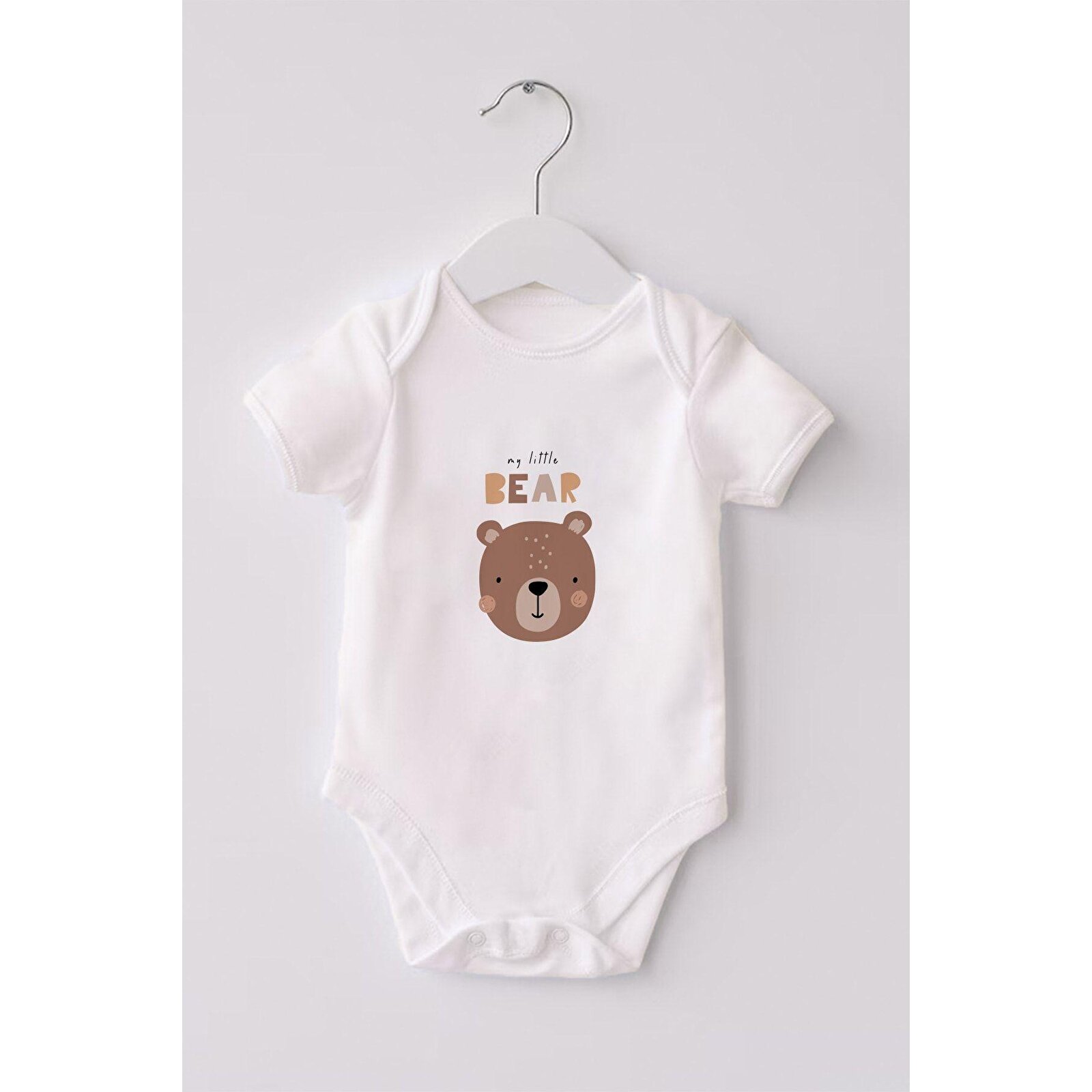 %100 Organik Pamuk 3lü Baskılı Kısa Kollu Bebek Body Ayıcık