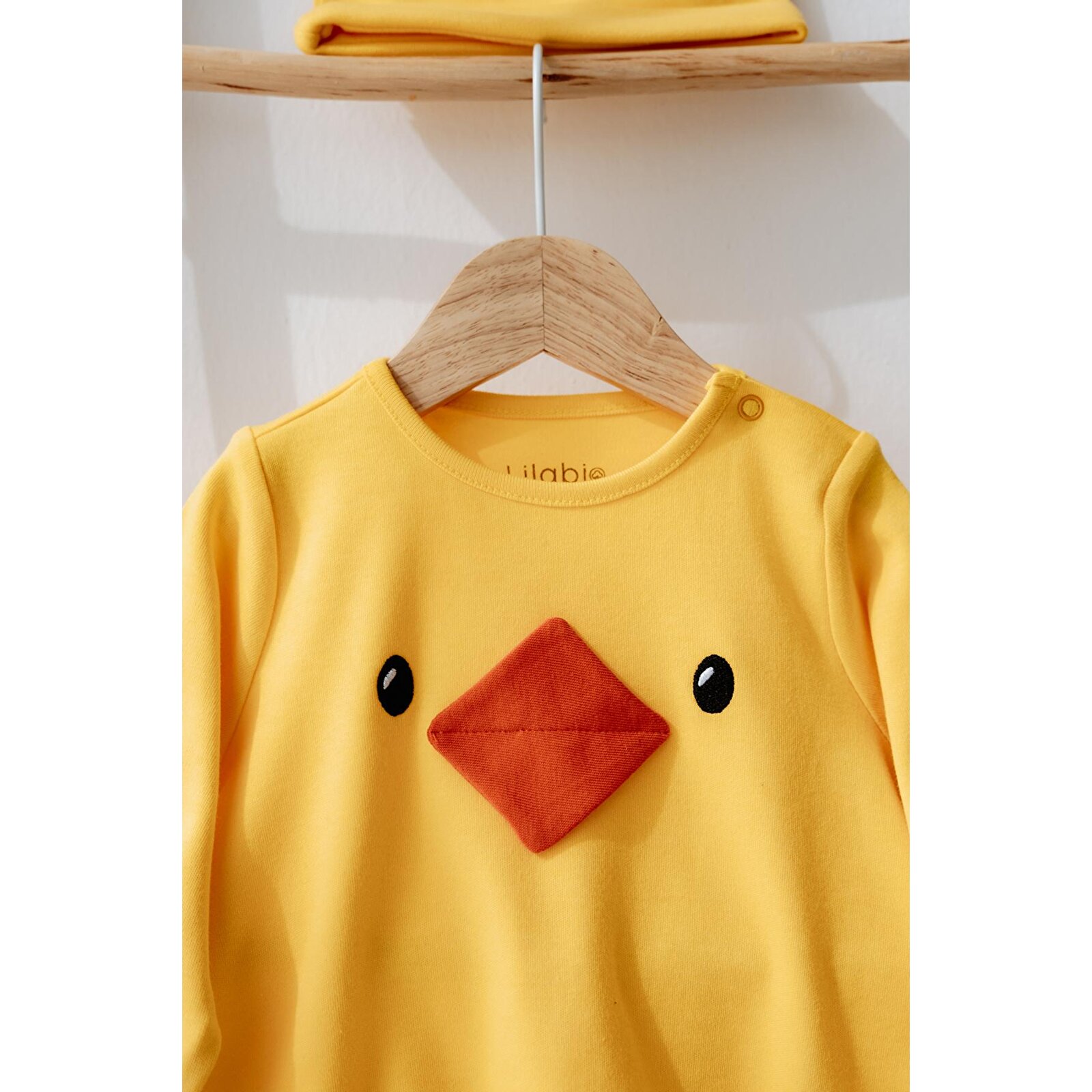 %100 Pamuk Civciv Kostüm Body & Şapka Seti – Unisex Bebek Hediye Seti