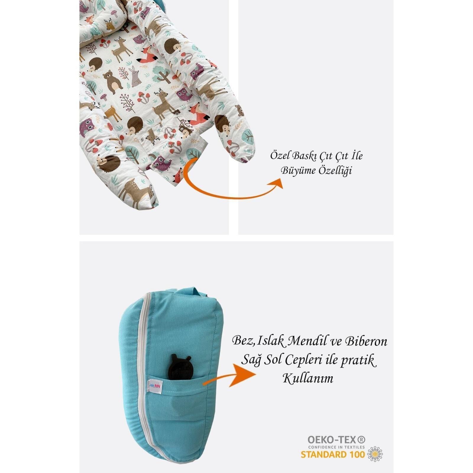 Nest Orman Desenli Çantalı Babynest Bebek Çantası Taşınabilir Anne Yanı Yatağı Nest Orman Desenli Çantalı Babynest Bebek Çantası Taşınabilir Anne Yanı Yatağı