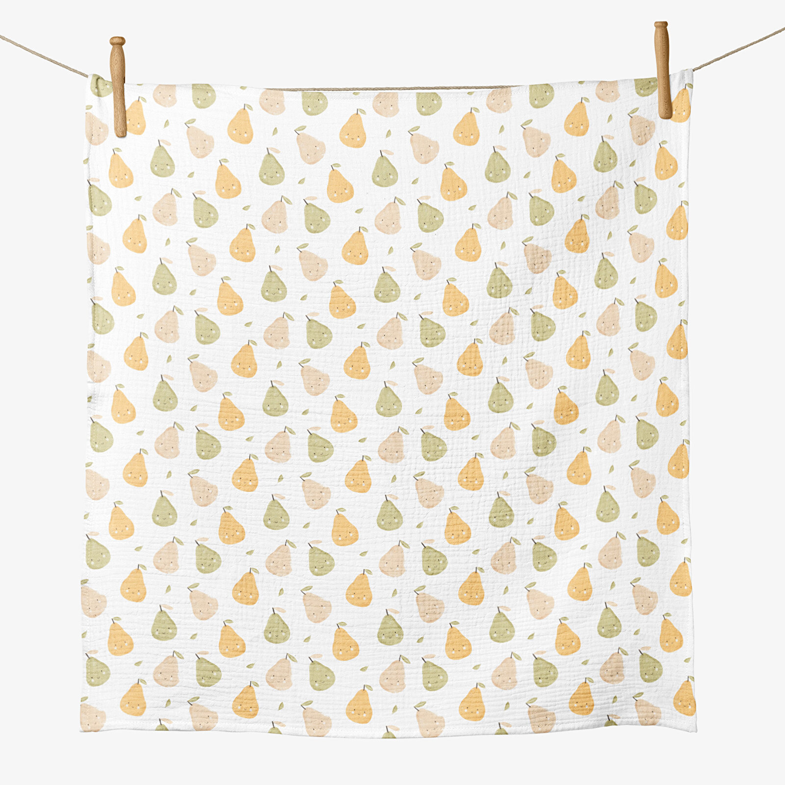 4 Katlı Müslin Örtü - Meyve Desenli Bebek Müslin Battaniyesi - Dört Katlı Müslin 100x110 Cm