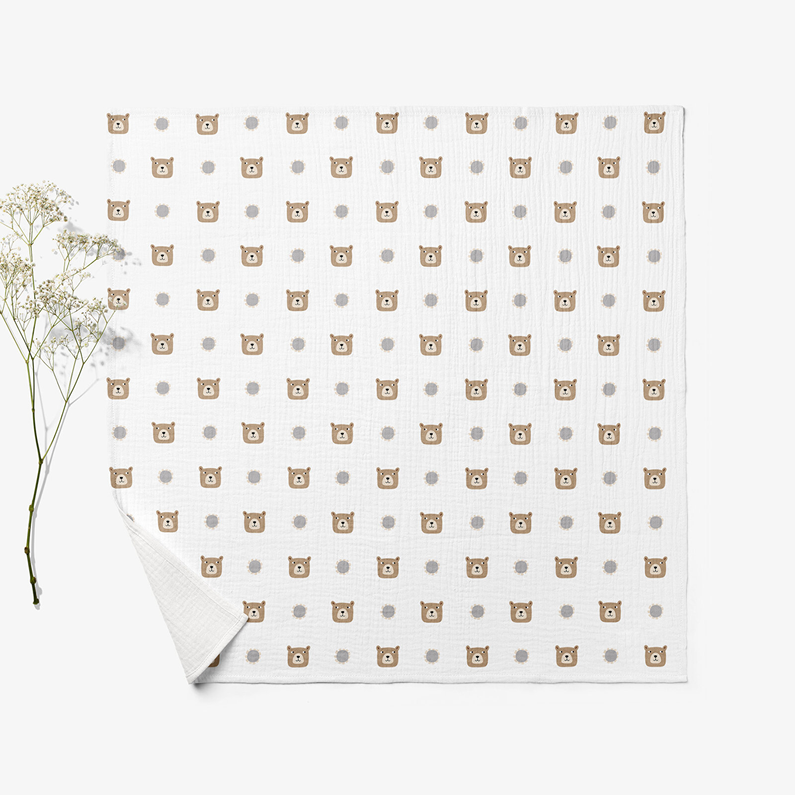 4 Katlı Müslin Örtü - Ayıcık Desenli Bebek Battaniyesi - Dört Katlı Müslin 100x110 Cm - Minimal Desen 4 Katlı Müslin Örtü - Ayıcık Desenli Bebek Battaniyesi - Dört Katlı Müslin 100x110 Cm - Minimal Desen