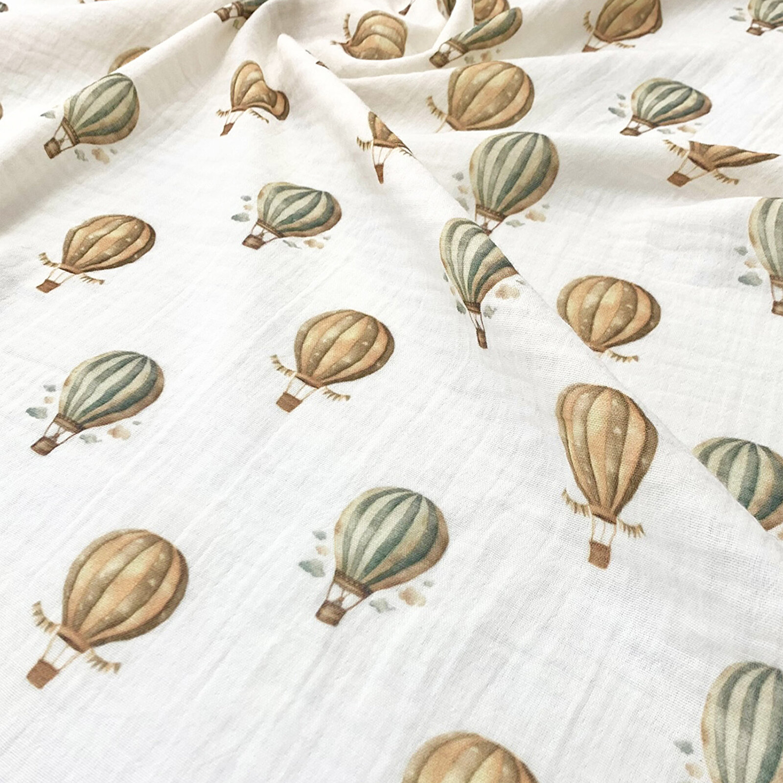 2 Katlı Müslin Örtü - Balon Desenli - %100 Pamuk - 75x95 cm