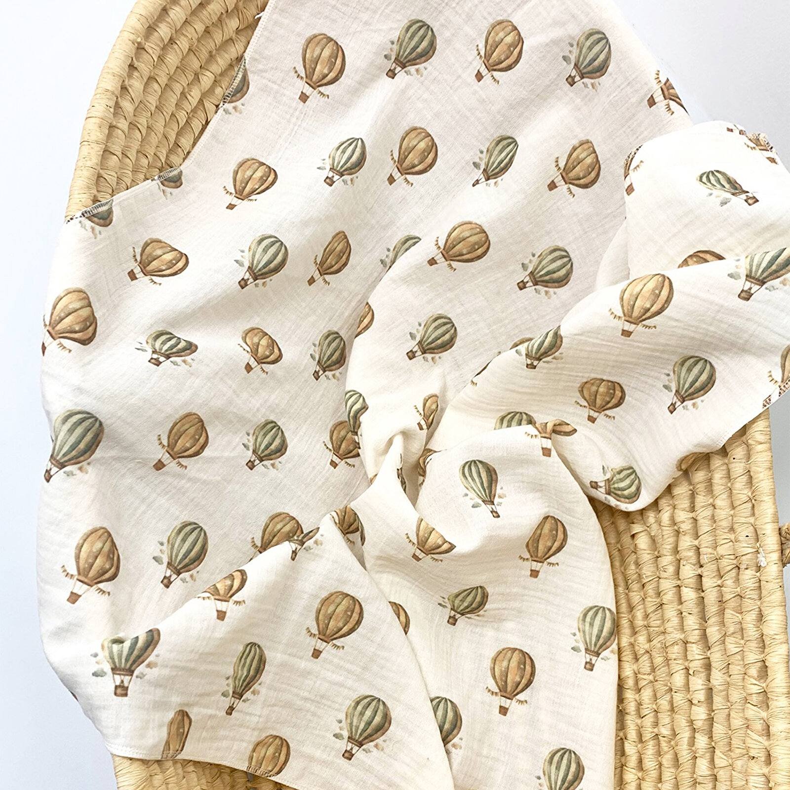 2 Katlı Müslin Örtü - Balon Desenli - %100 Pamuk - 75x95 cm