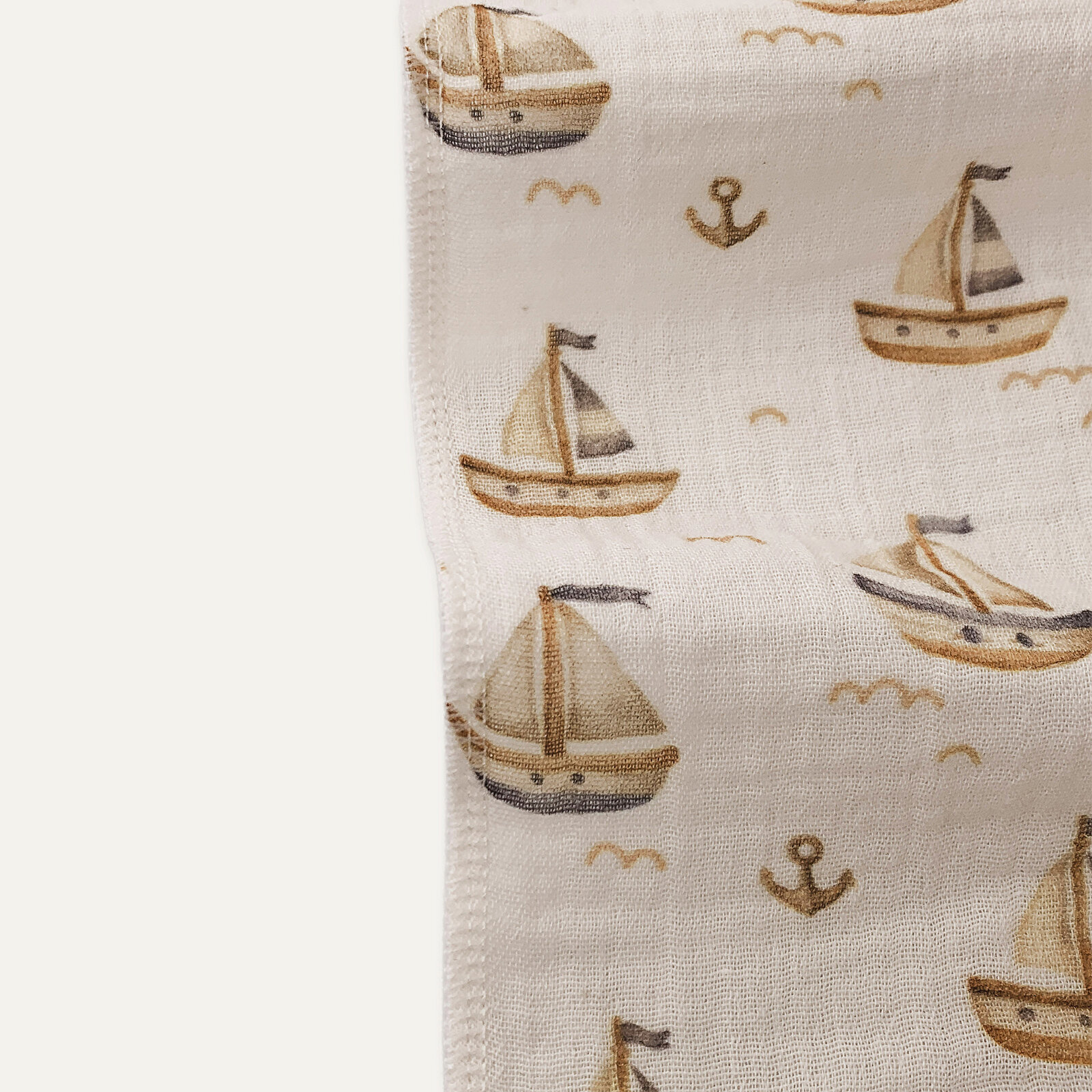 2 Katlı Müslin Örtü Yelkenli Tekne Desenli - %100 Pamuk - 75x95 cm 2 Katlı Müslin Örtü Yelkenli Tekne Desenli - %100 Pamuk - 75x95 cm