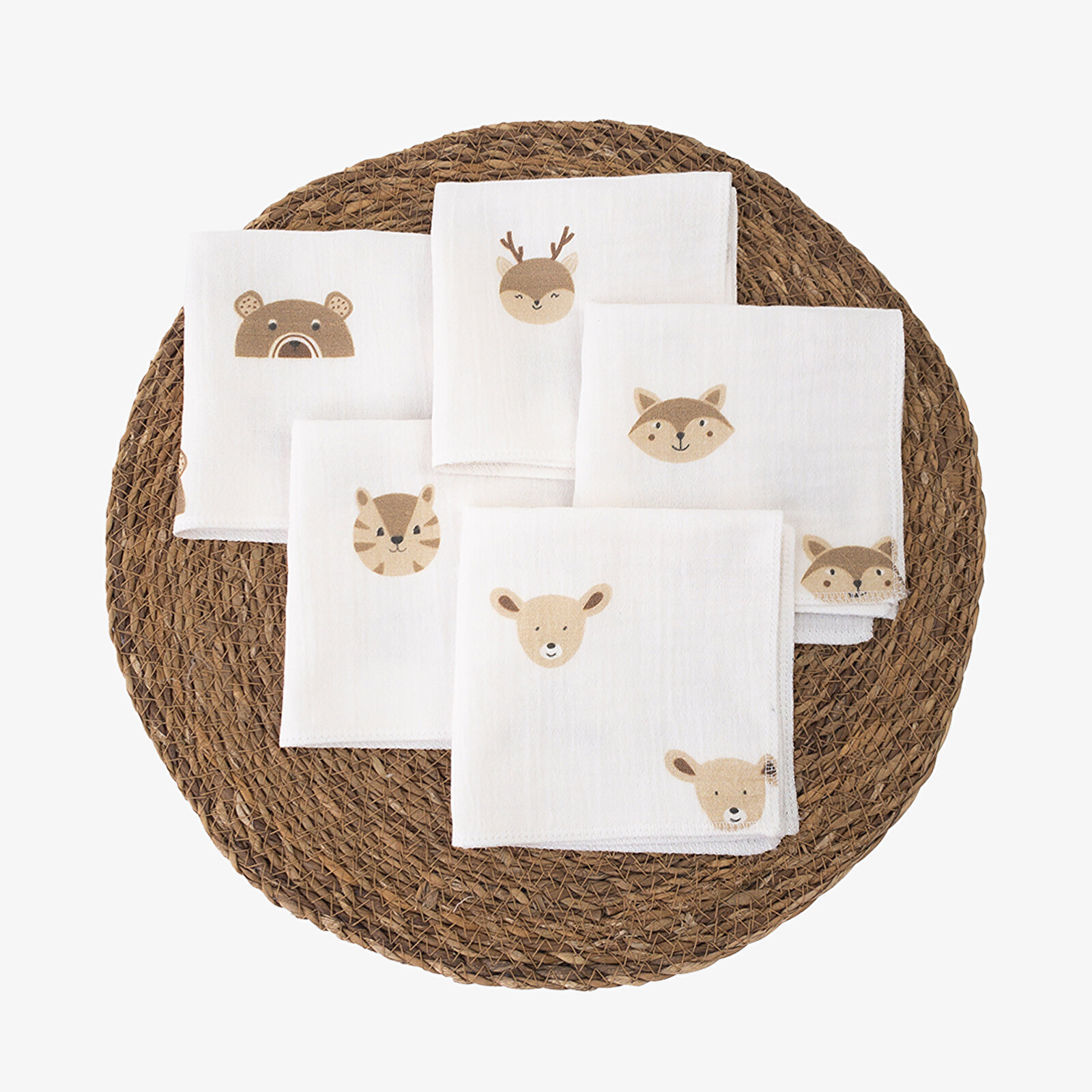 5'li Paket 2 Katlı Müslin Bebek Ağız Mendili %100 Pamuk 25x25 Cm 5'li Paket 2 Katlı Müslin Bebek Ağız Mendili %100 Pamuk 25x25 Cm