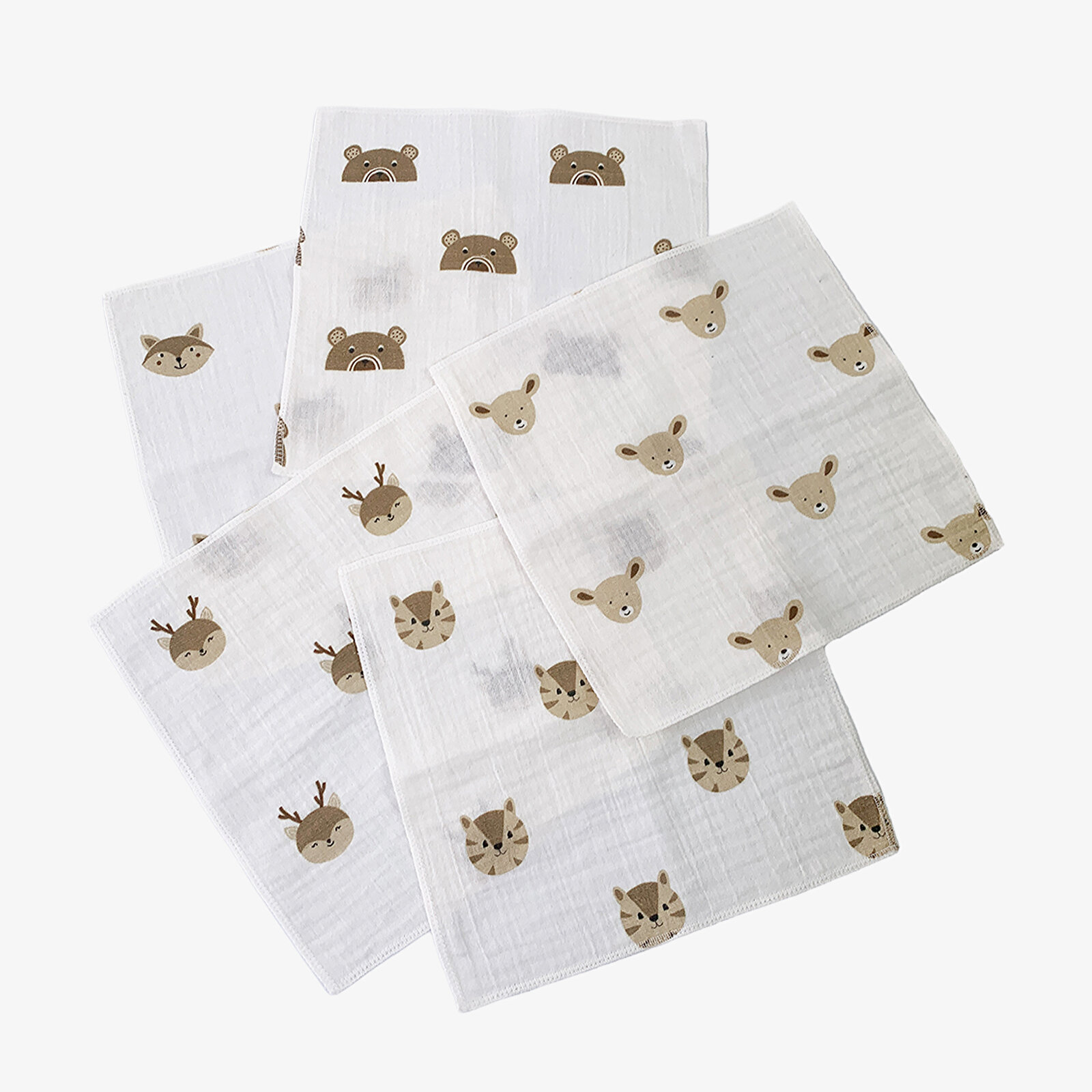 5'li Paket 2 Katlı Müslin Bebek Ağız Mendili %100 Pamuk 25x25 Cm 5'li Paket 2 Katlı Müslin Bebek Ağız Mendili %100 Pamuk 25x25 Cm