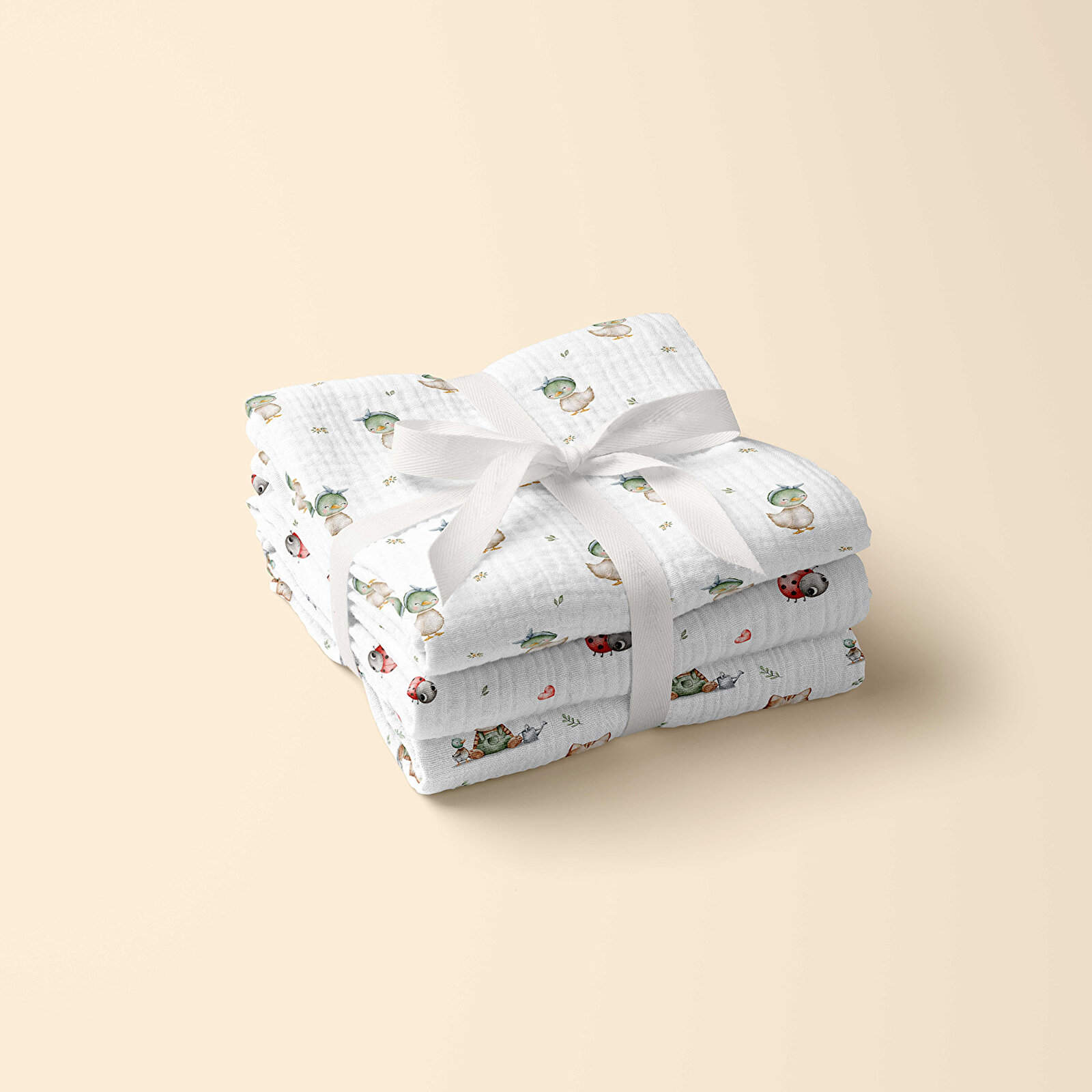 3'lü Set - 2 Katlı Desenli Müslin Bebek Battaniyesi - %100 Pamuk - 80x90 cm 3'lü Set - 2 Katlı Desenli Müslin Bebek Battaniyesi - %100 Pamuk - 80x90 cm