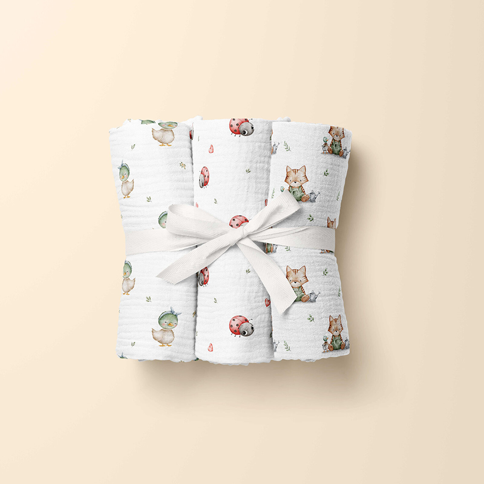 3'lü Set - 2 Katlı Desenli Müslin Bebek Battaniyesi - %100 Pamuk - 80x90 cm 3'lü Set - 2 Katlı Desenli Müslin Bebek Battaniyesi - %100 Pamuk - 80x90 cm