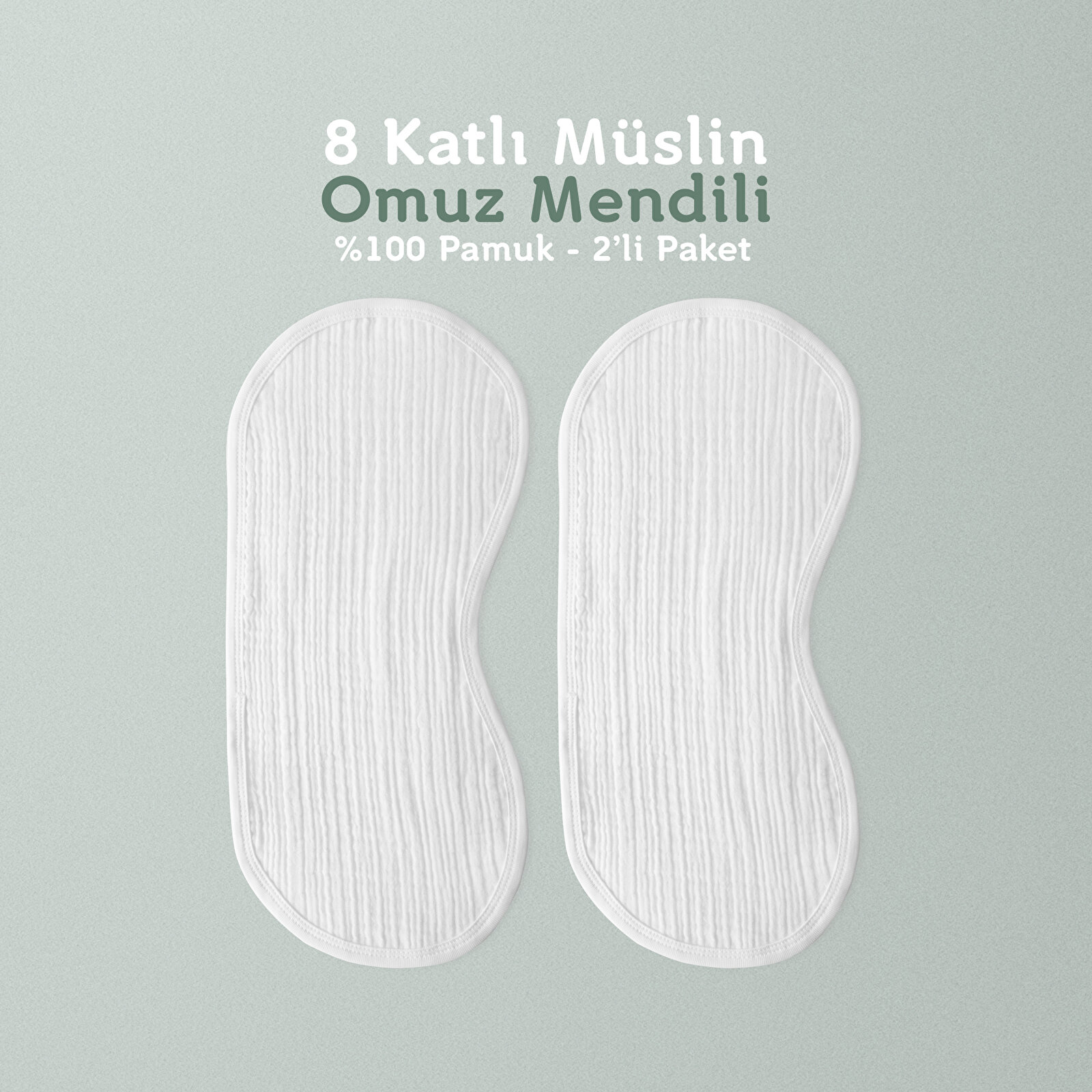 8 Katlı Müslin Bebek Omuz Mendili - %100 Pamuk - 2'li Paket - Omuz Örtüsü -Ekru Renk