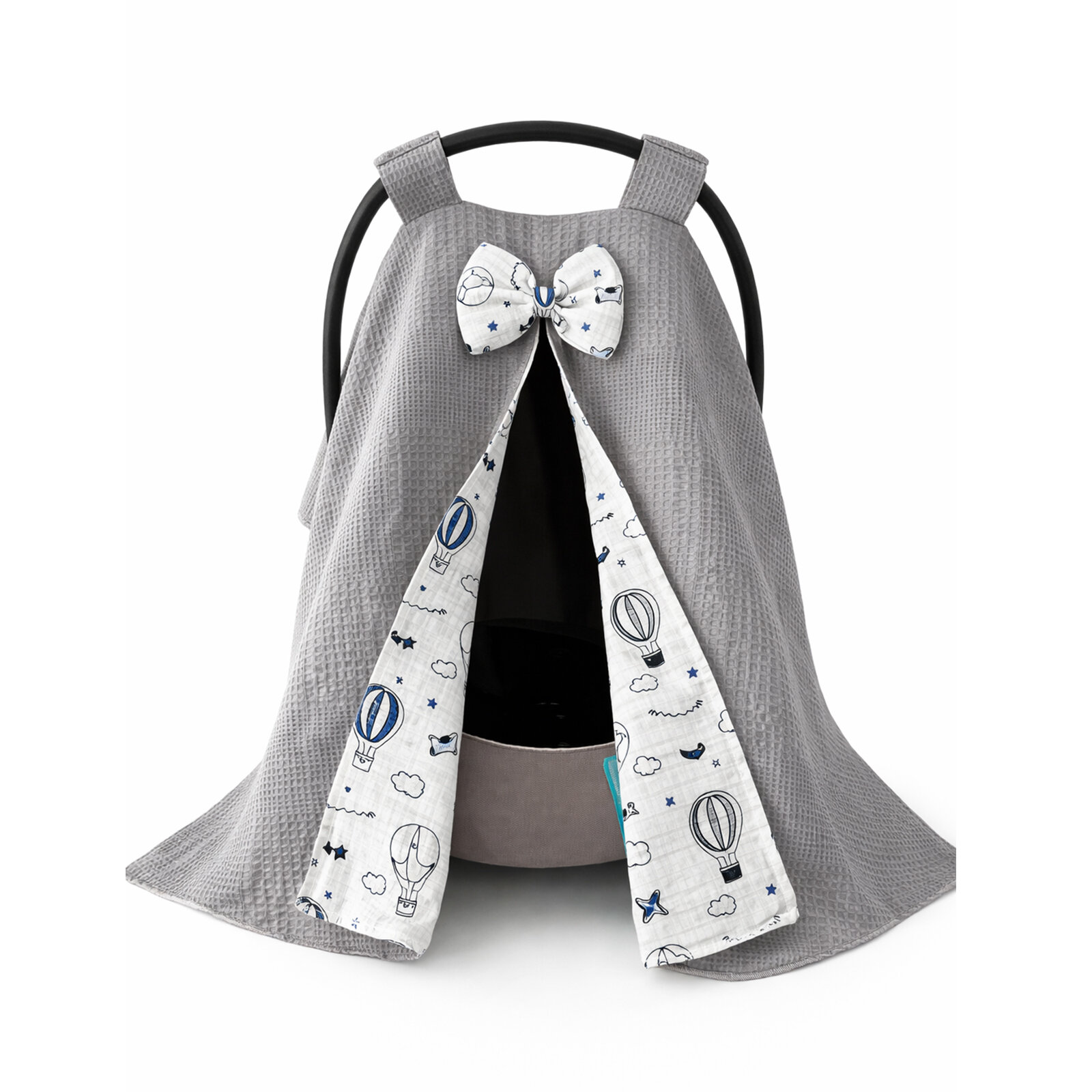 Gri Petek Kumaş Dışı – Müslin İçi Tek Parça Puset Örtüsü