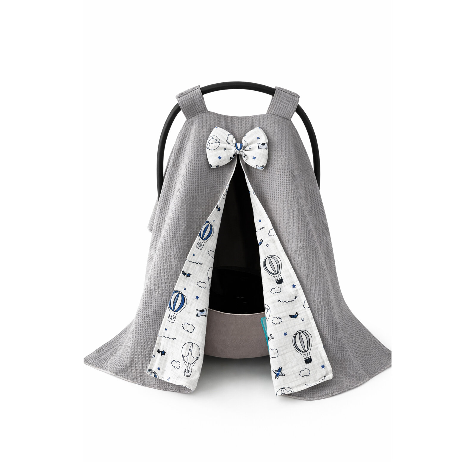 Gri Petek Kumaş Dışı – Müslin İçi Tek Parça Puset Örtüsü