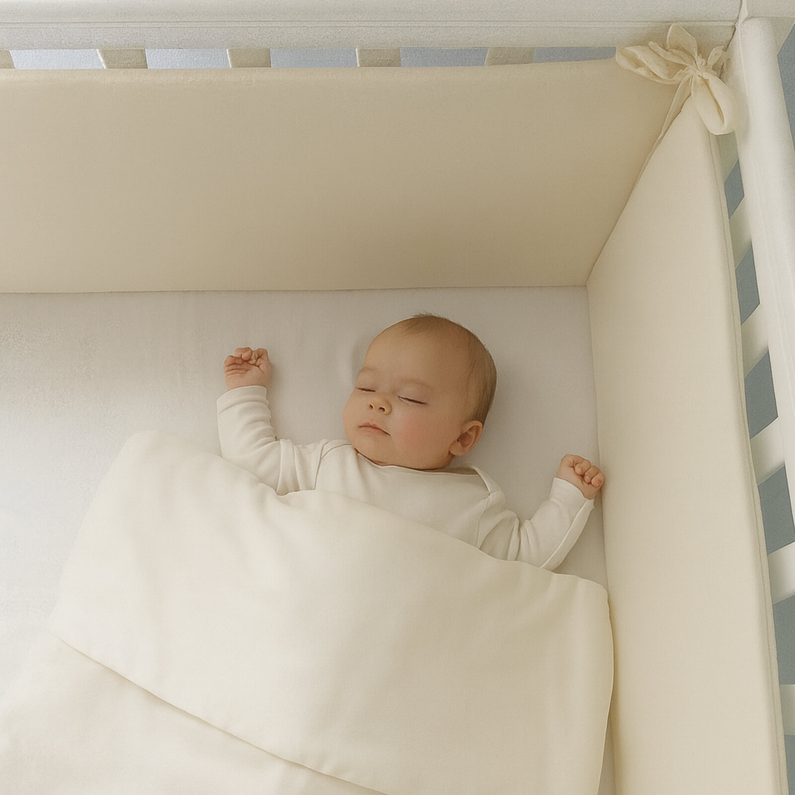 Krem (4 Kenar) Beşik Kenar Koruma - Güvenli Yatış Yastığı