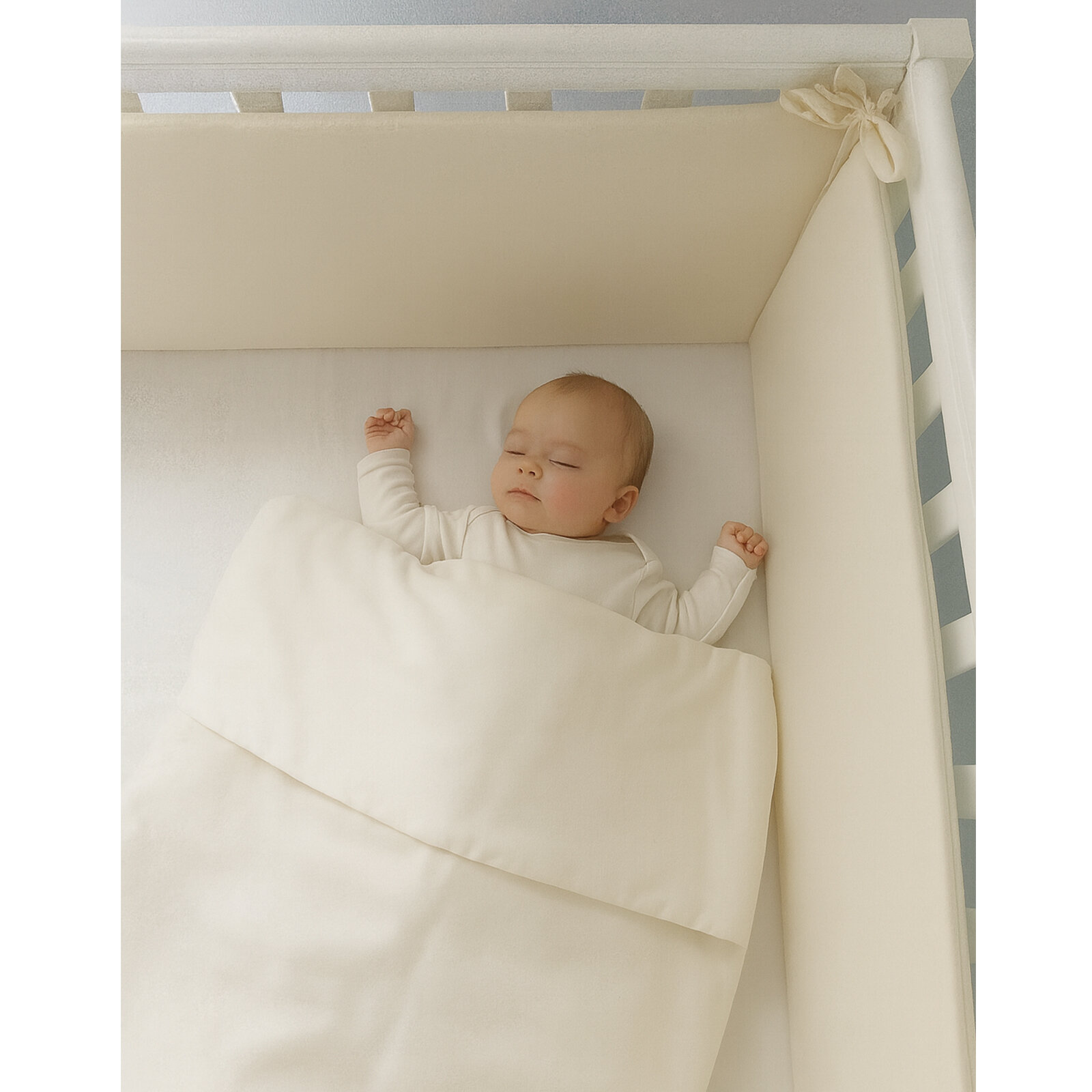 Krem (4 Kenar) Beşik Kenar Koruma - Güvenli Yatış Yastığı