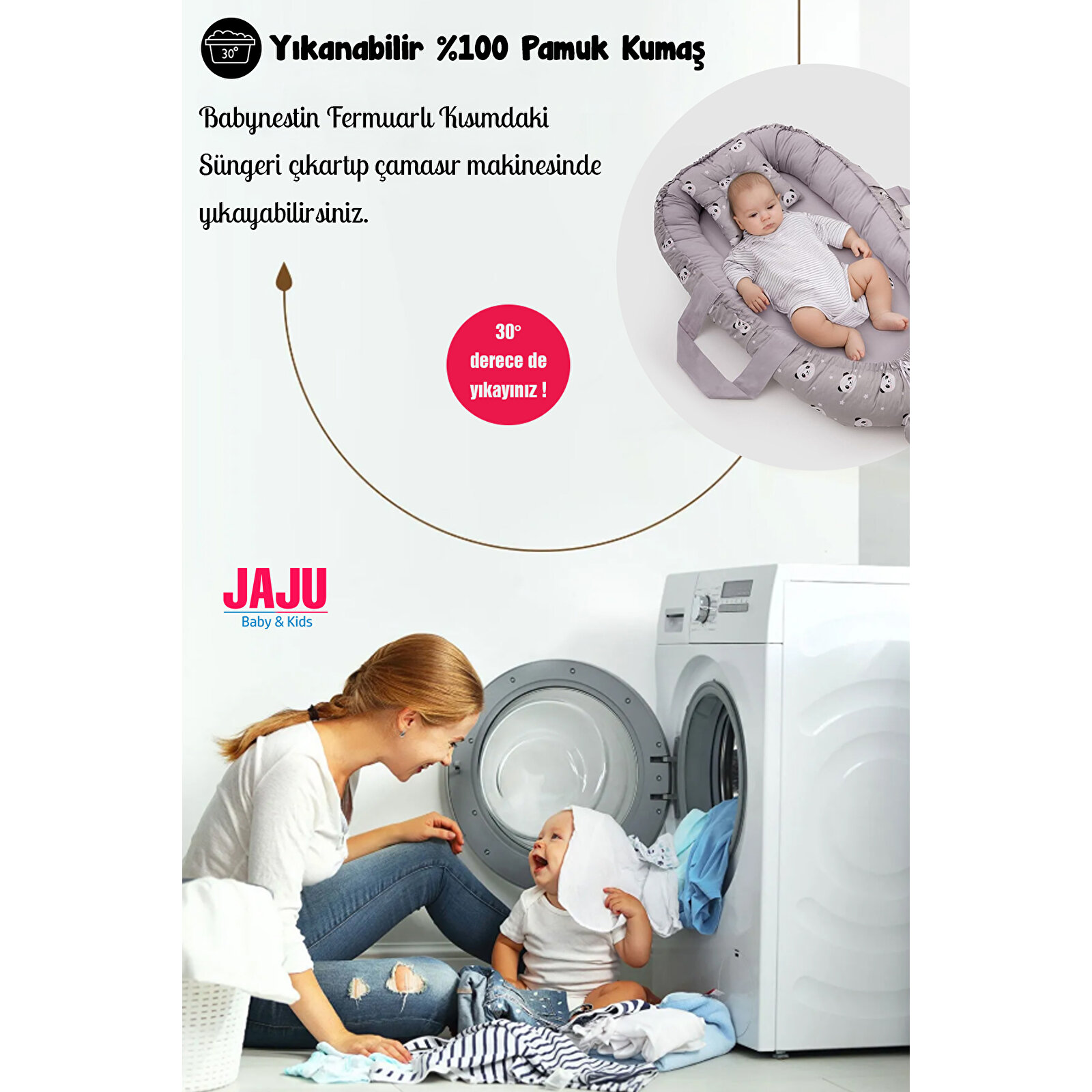 Pembe Yıldızlı Lüx Babynest - Güvenli Yatış Yastığı