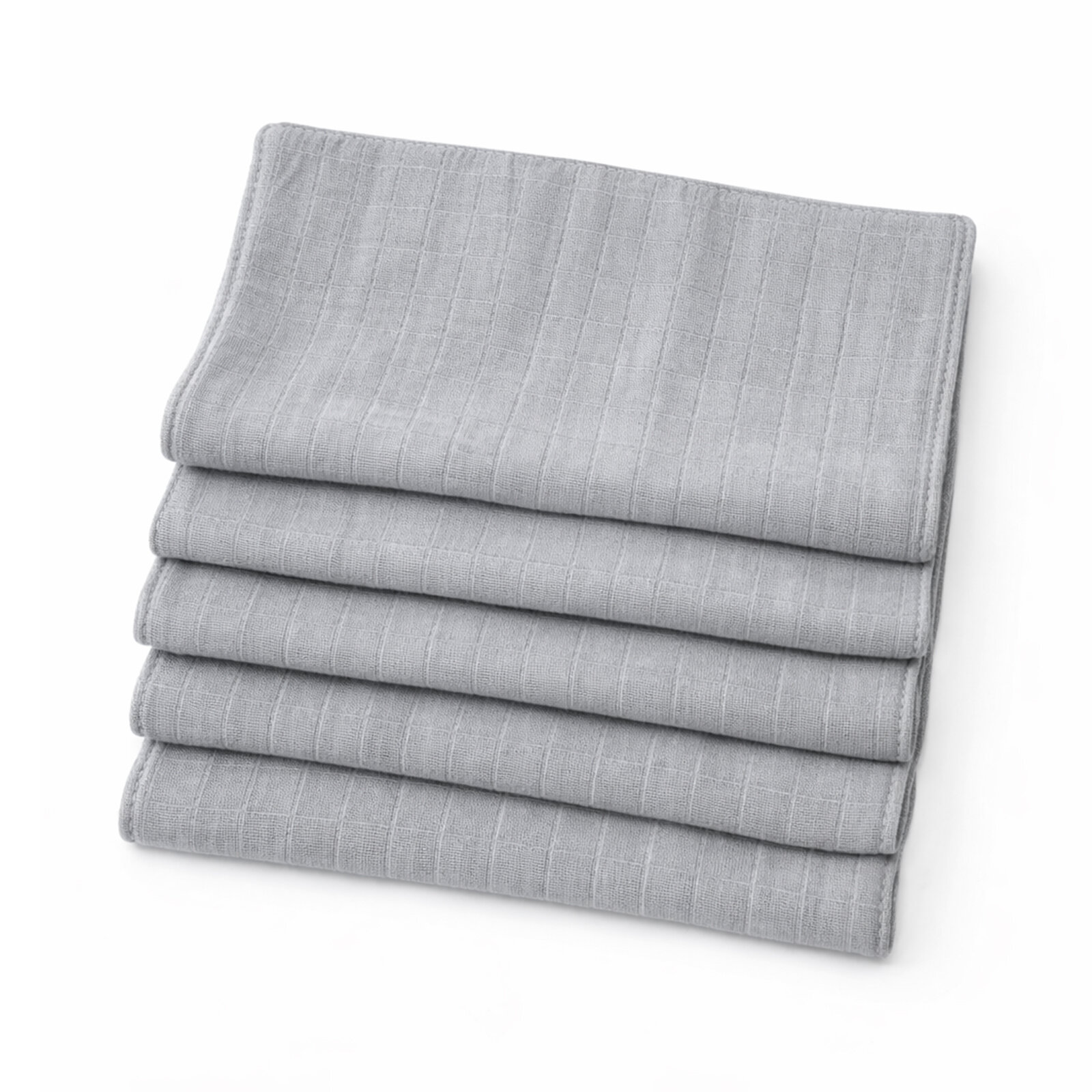 %100 Müslin Gri Bebek Bezi – 5 Adet Mendil Ağız Silme & Ter Alma Bezi (23–25 cm)