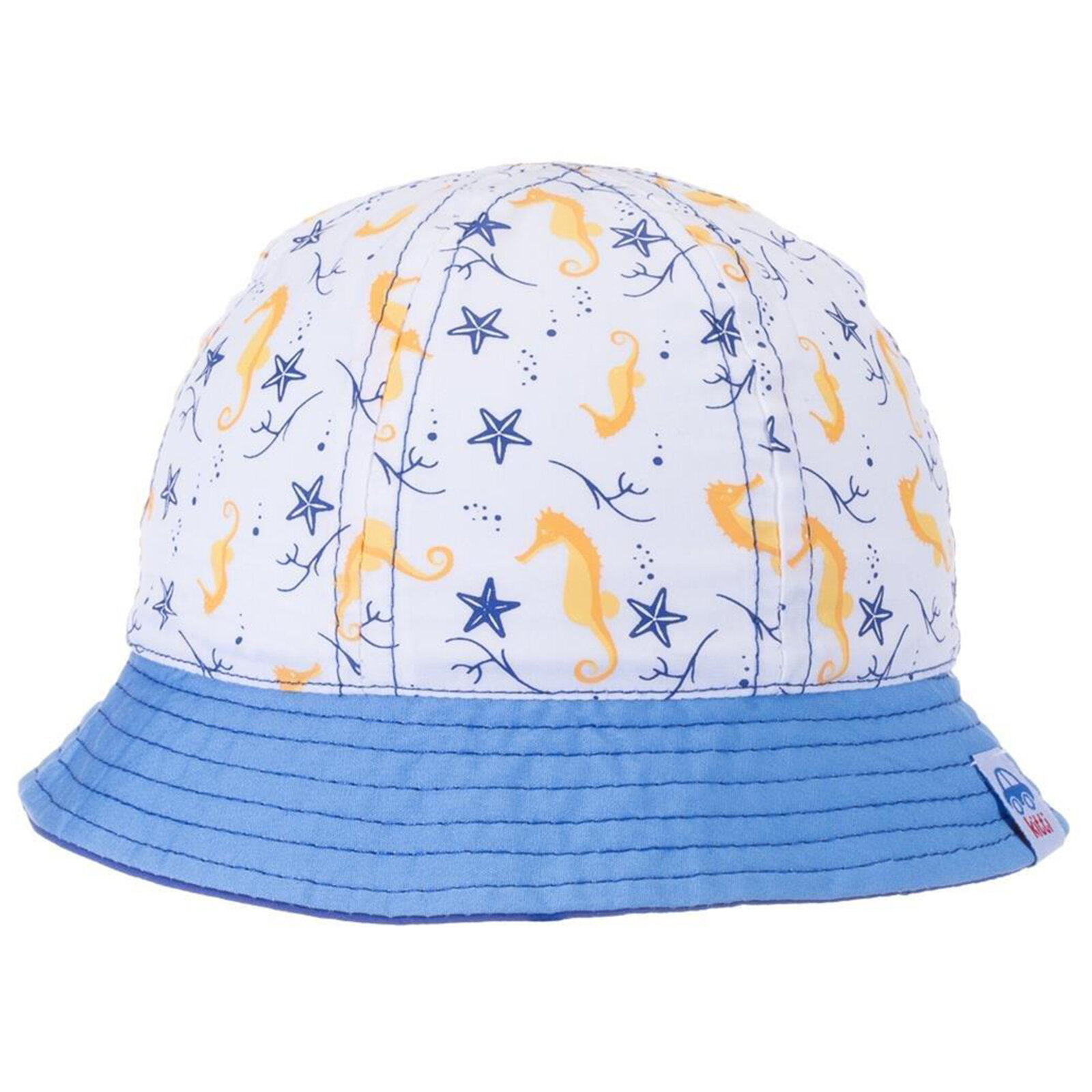 0-18 Ay Beyaz Erkek Bebek Deniz Atı Ve Yıldız Desenli Fötr Şapka