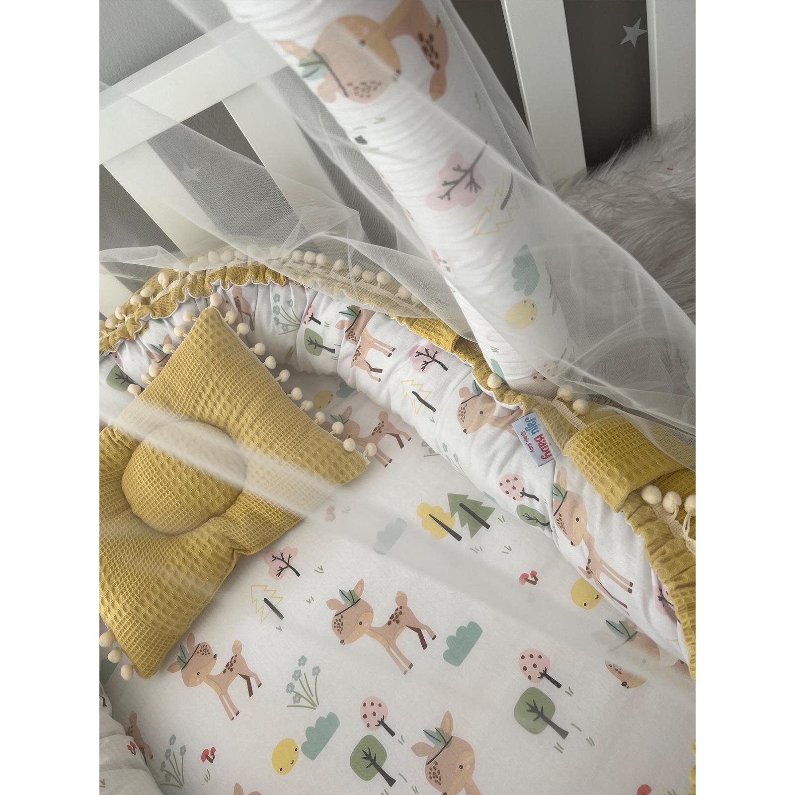 Waffle Hardal Ceylan Cibinlik Tüllü Babynest - Konforlu ve Güvenli Bebek Yatağı 