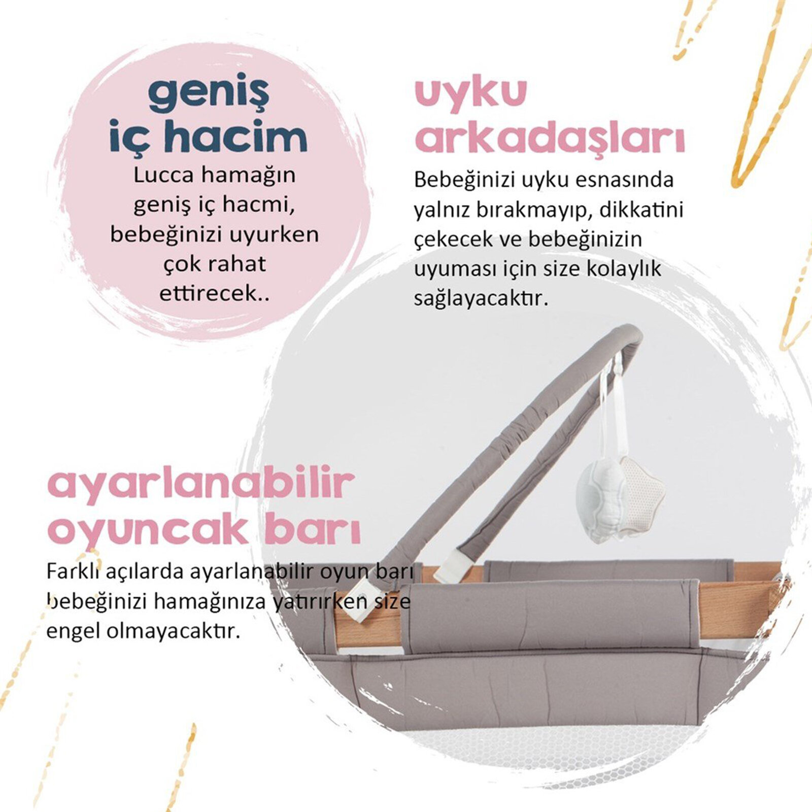 Nefes Alabilen Yan Pencereli Sallanır & Sabitlenebilir Hamak Beşik