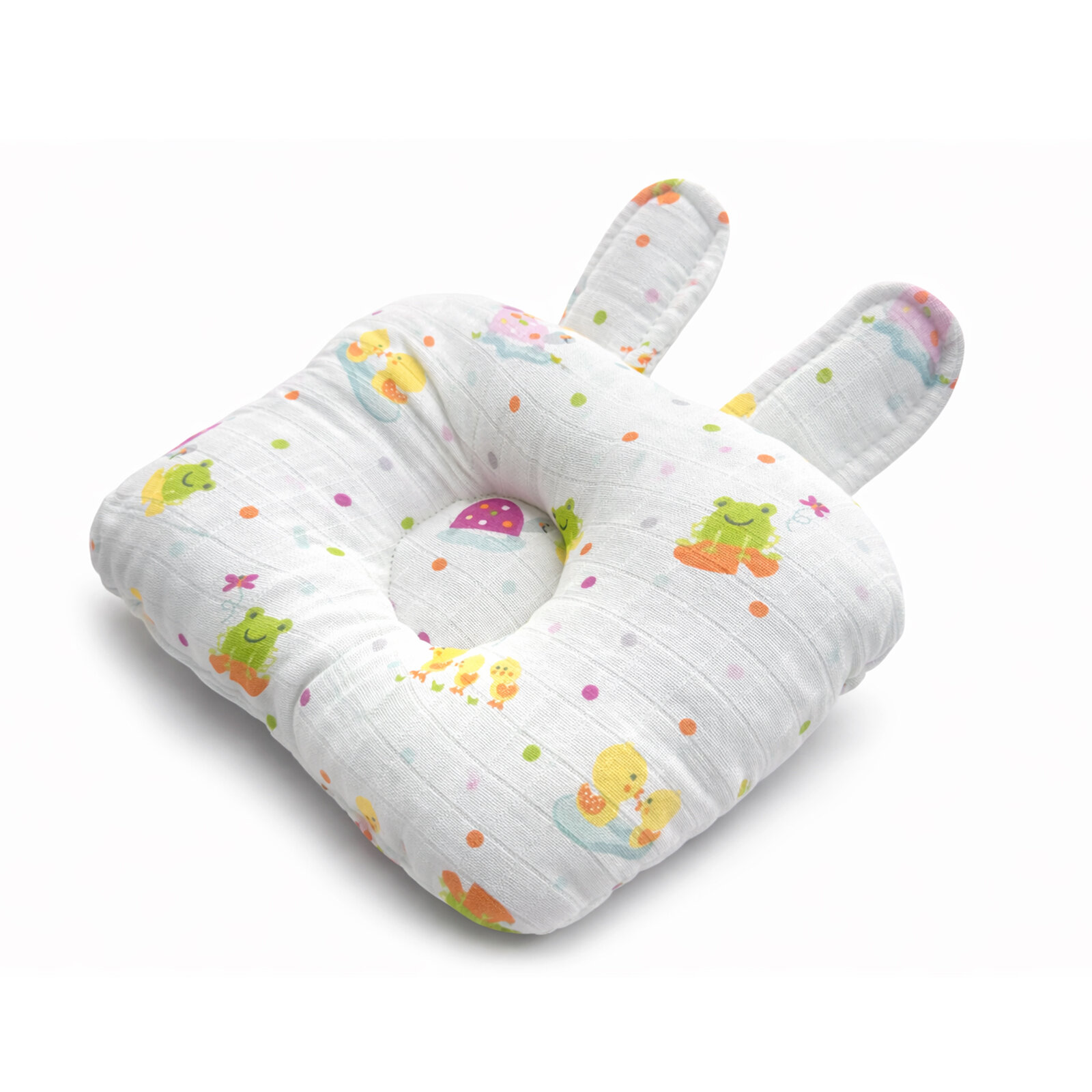 Düzleşme Önleyici Bebek Kafa Yastığı – Ördek & Kurbağa Desenli | 20x25 cm