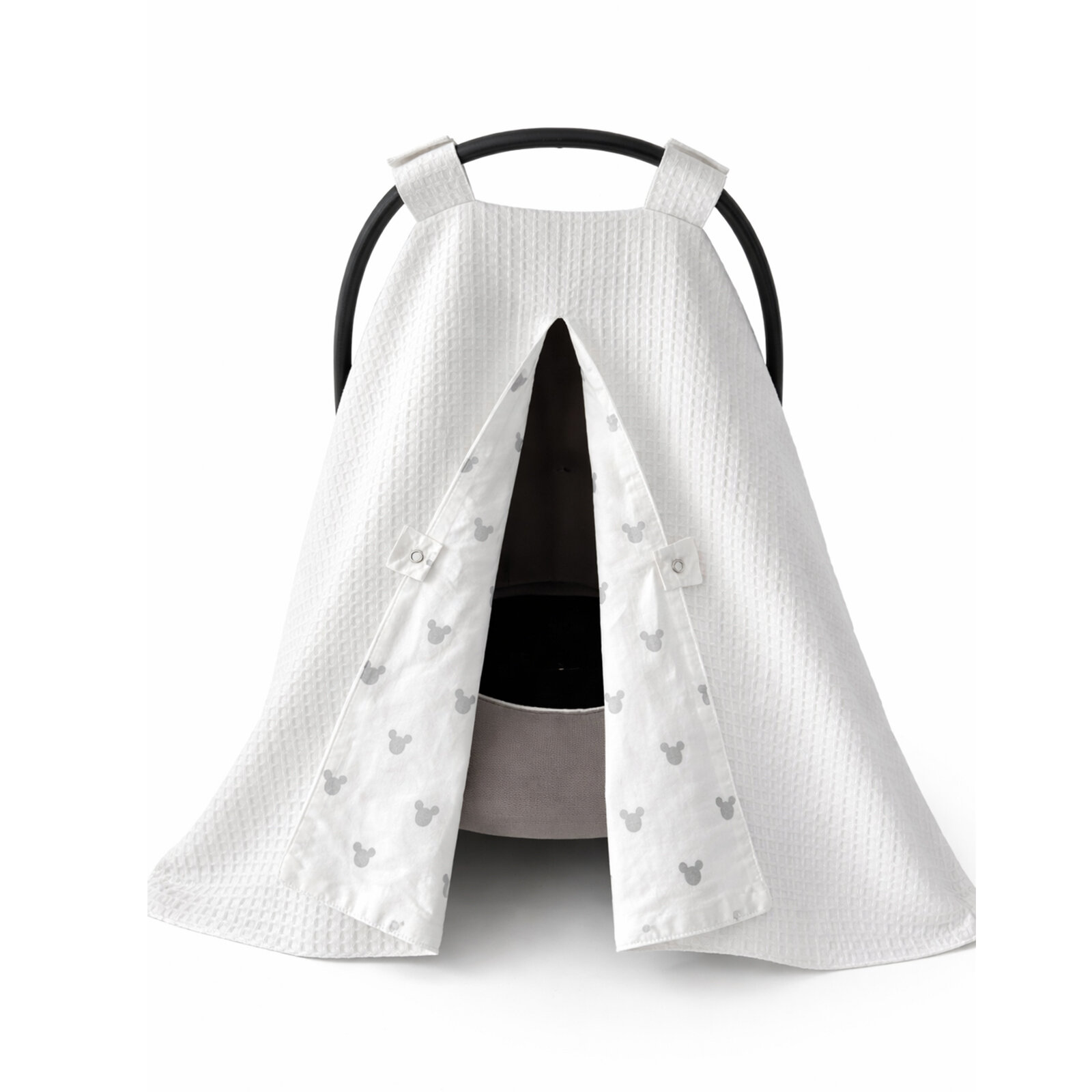 Beyaz Petek Kumaş – Gümüş Mickey Desenli Tek Parça Puset Örtüsü