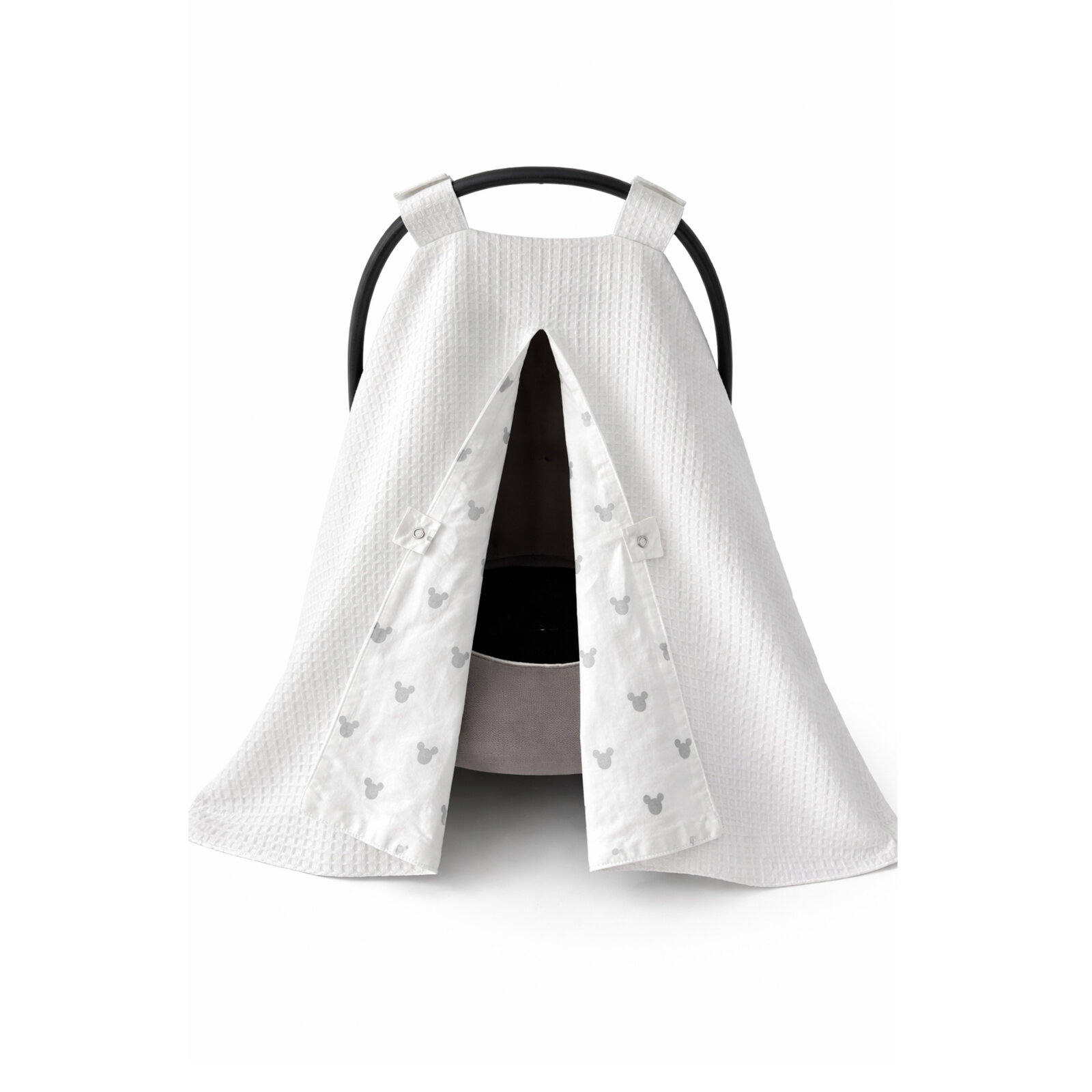 Beyaz Petek Kumaş – Gümüş Mickey Desenli Tek Parça Puset Örtüsü