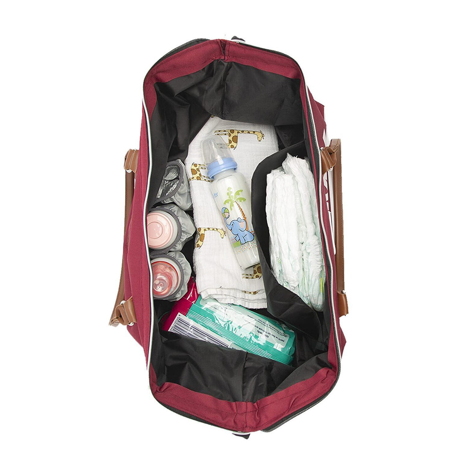 Bordo Baby Bag Baskılı Maxi Bebek Bakım Çantası