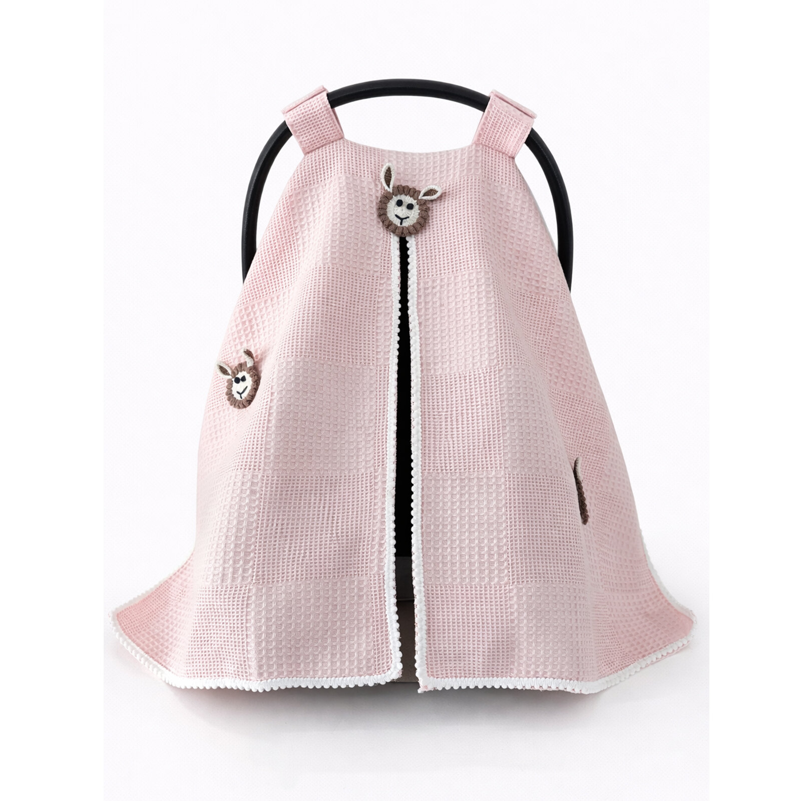 Somon Waffle Kumaş Kuzu Detaylı Tek Kat Puset Örtüsü – Nefes Alabilen Pamuklu Somon Waffle Kumaş Kuzu Detaylı Tek Kat Puset Örtüsü – Nefes Alabilen Pamuklu