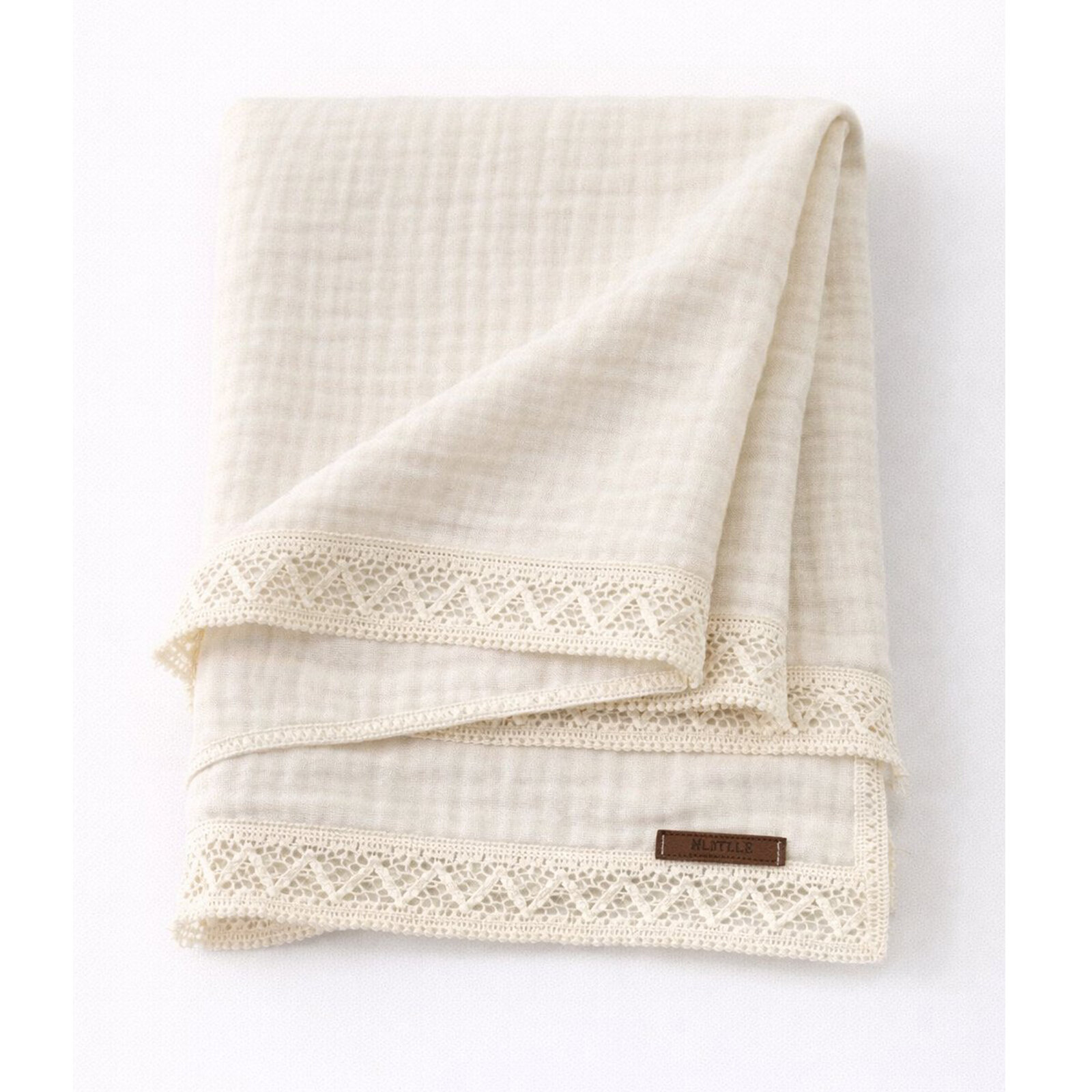 4 Katlı Müslin Güpürlü Bebek Battaniyesi 110x110 cm – Nefes Alan %100 Pamuk