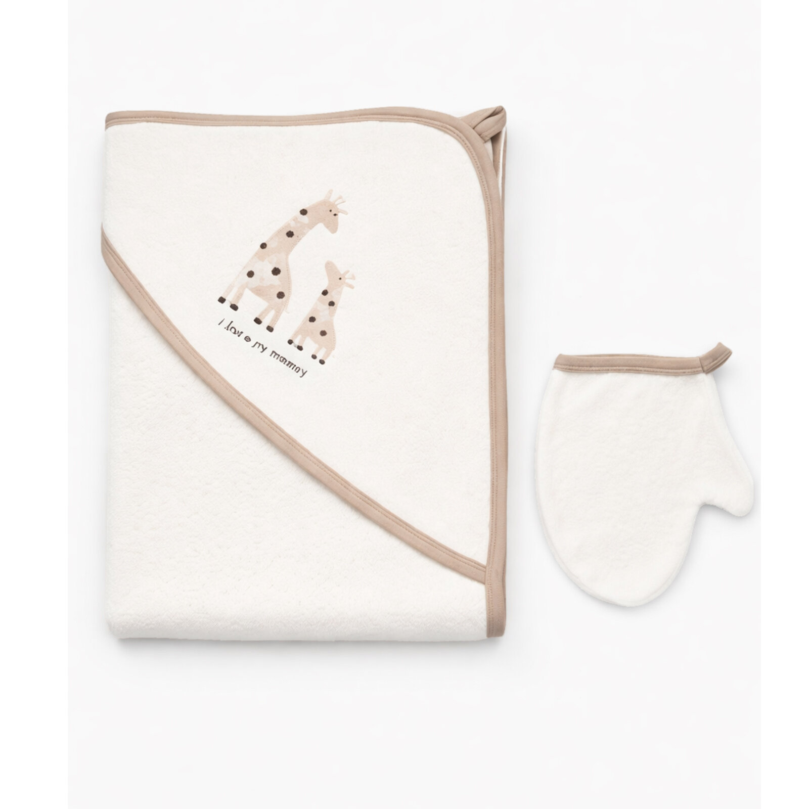 Yenidoğan Kapüşonlu Bebek Havlusu ve Banyo Eldiveni Seti